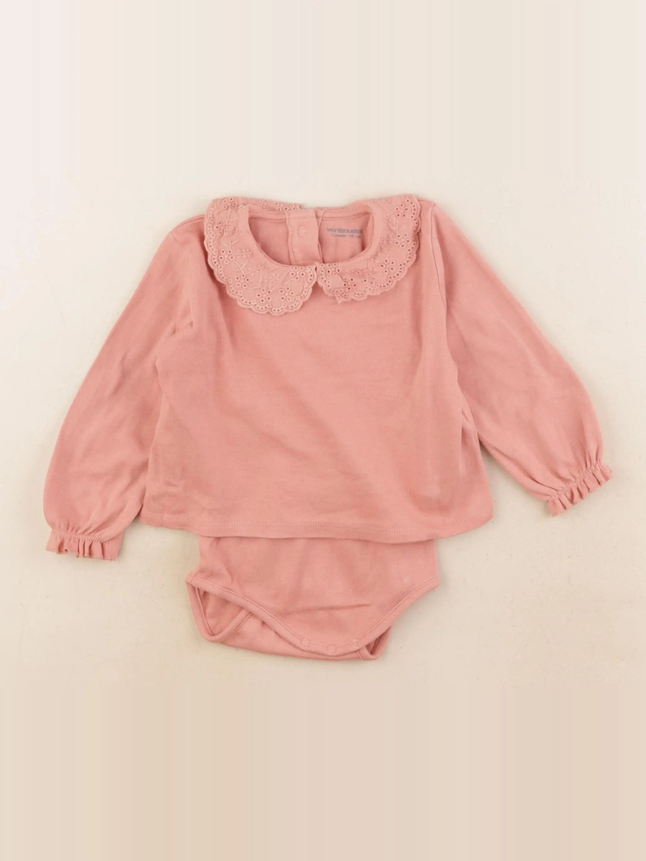 Vertbaudet - body tee-shirt rose - 12 mois