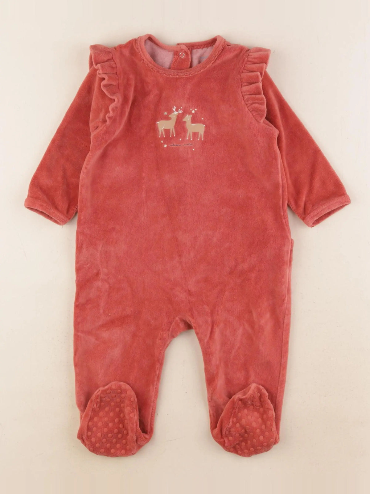 Vertbaudet - pyjama velours rouge - 12 mois