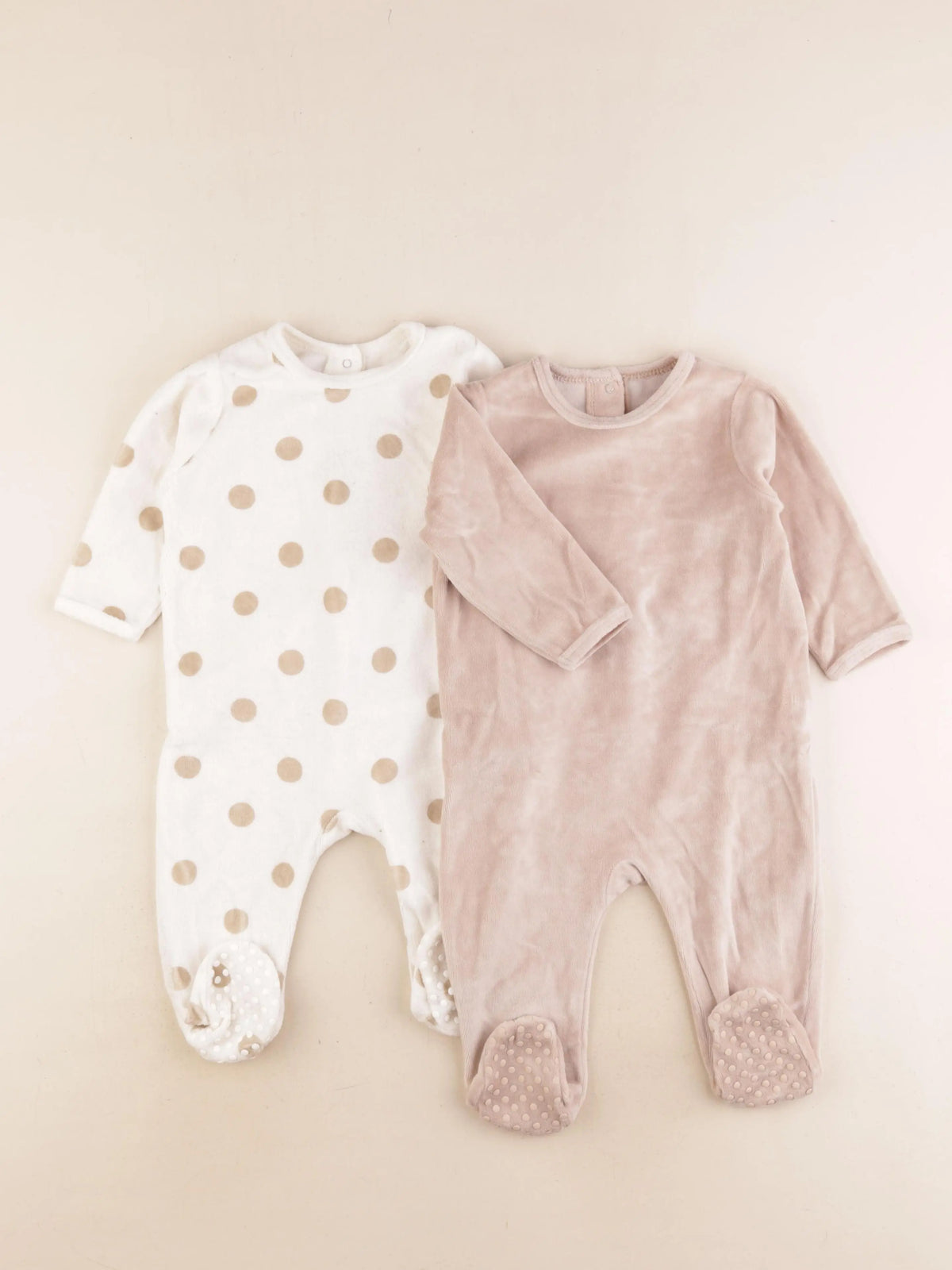 Vertbaudet - lot de 2 pyjamas velours marron - 12 mois