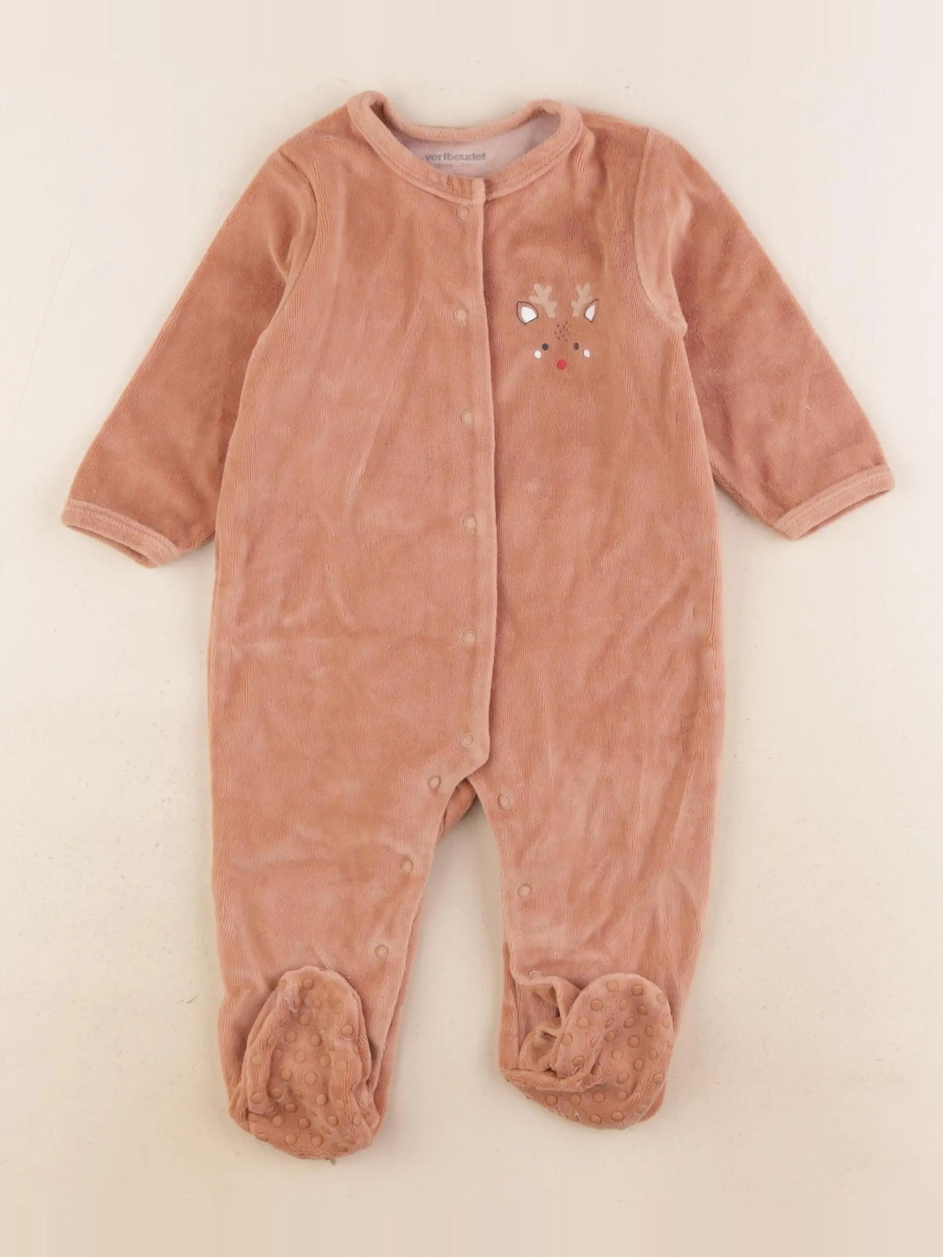 Vertbaudet - pyjama velours marron - 9 mois