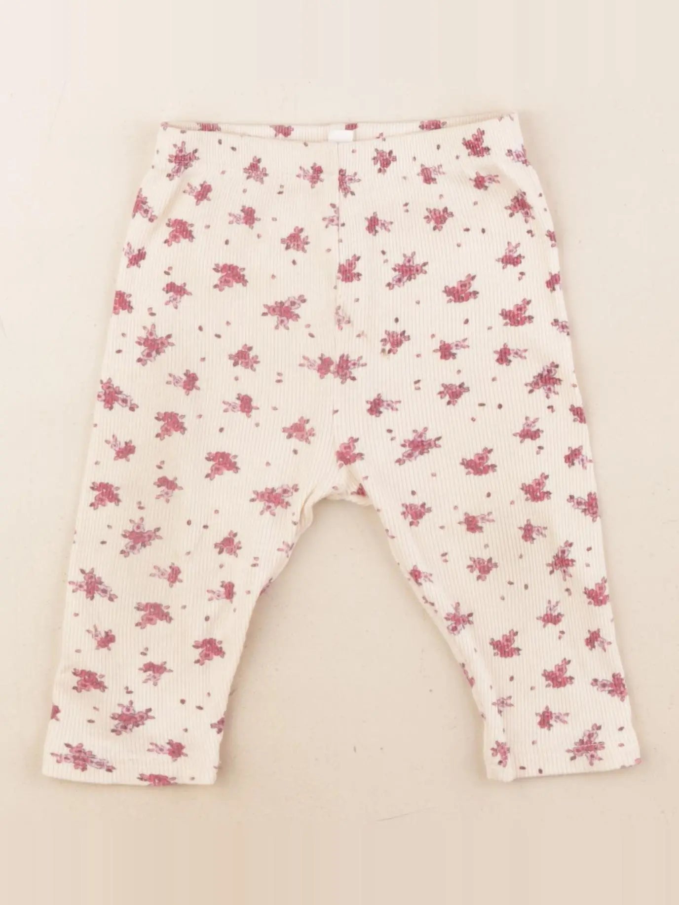 Vertbaudet - legging beige, rose - 9 mois