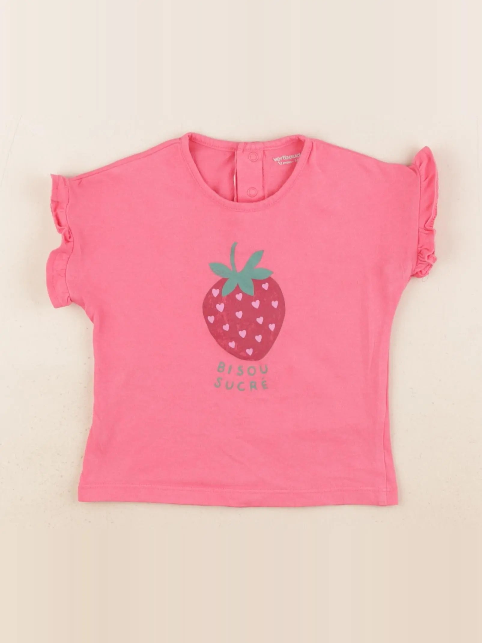 Vertbaudet - tee-shirt rose - 12 mois
