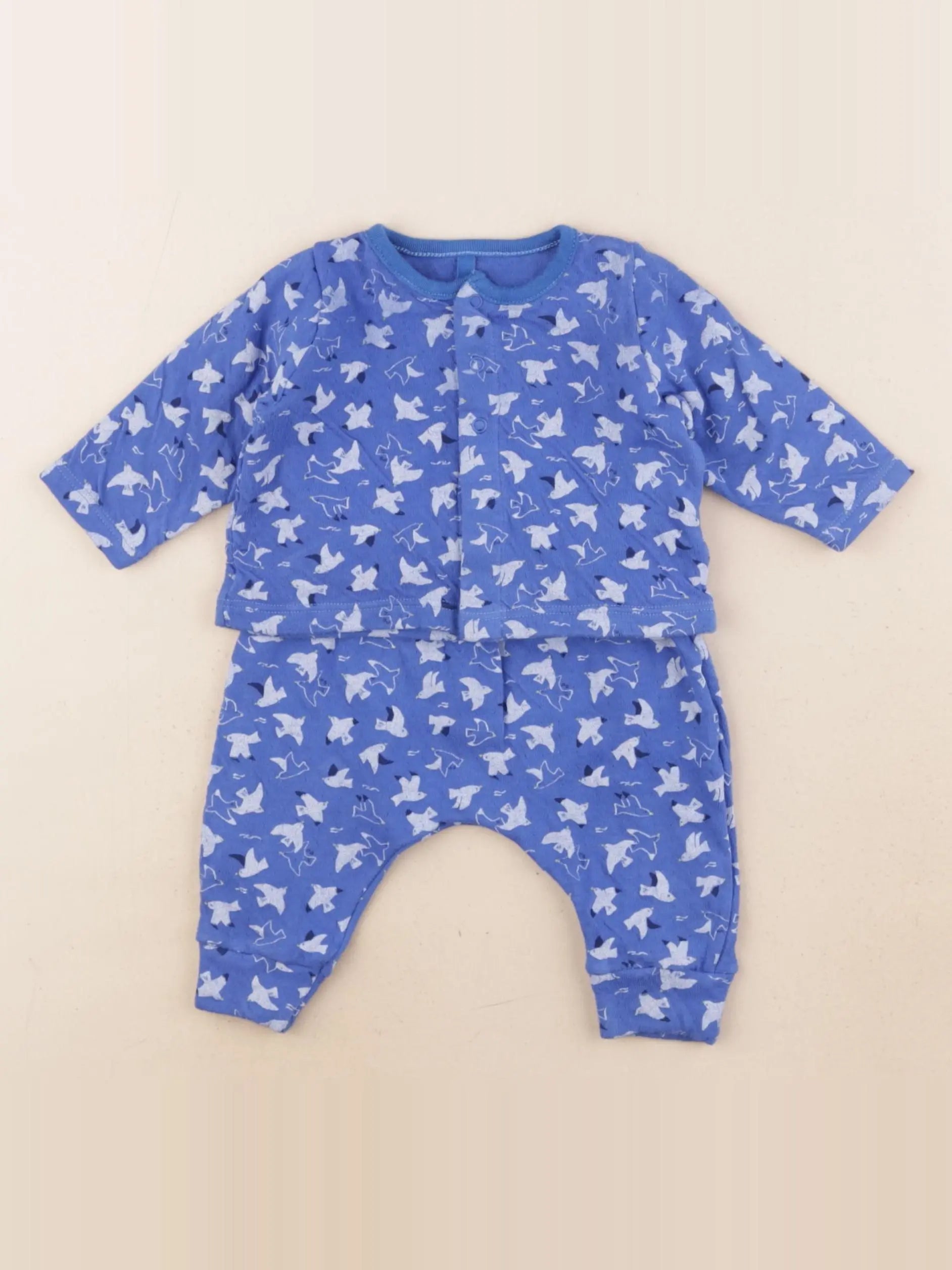 Petit Bateau - pyjama coton bleu - 3 mois