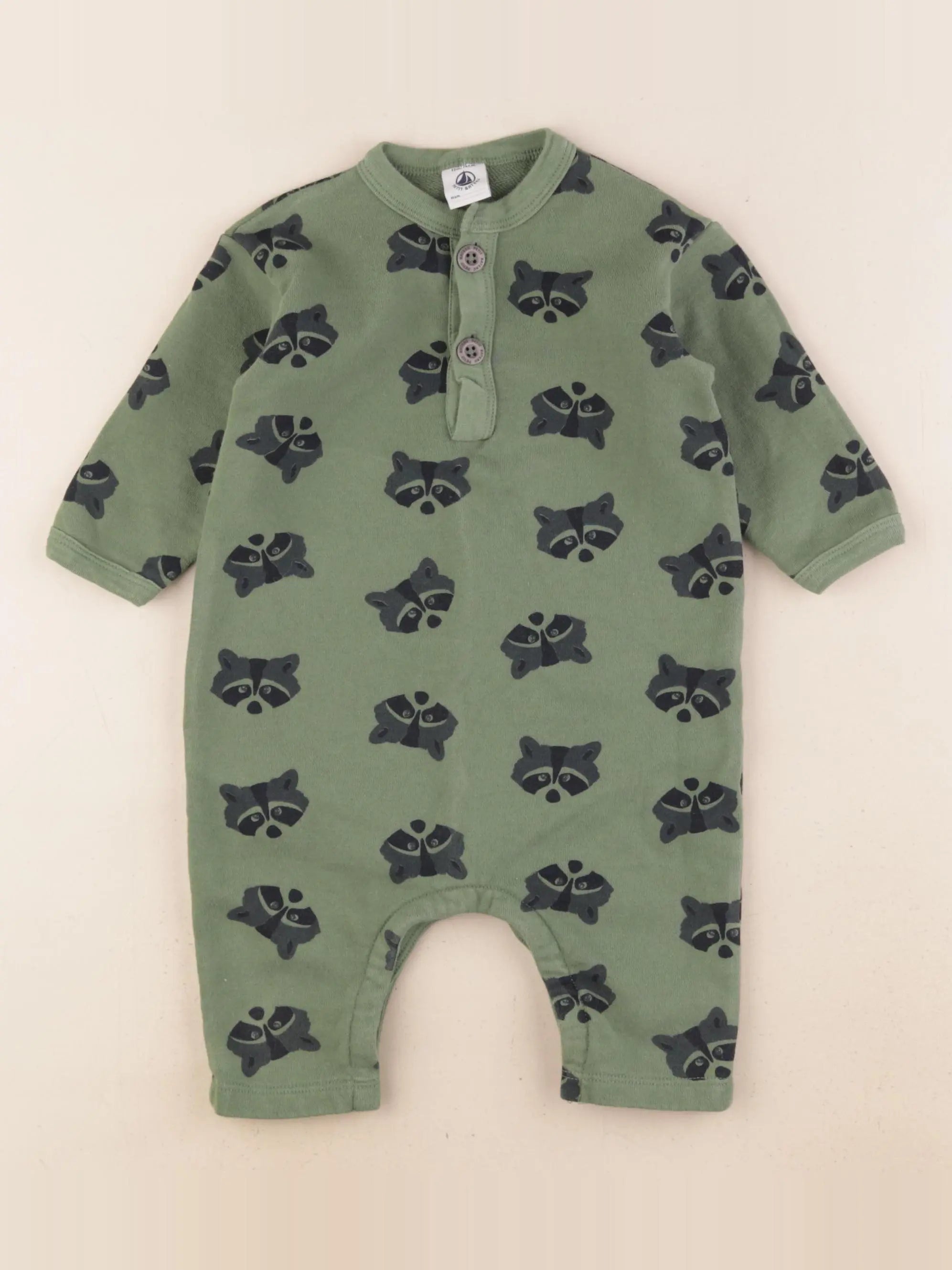 Petit Bateau - pyjama coton vert - 12 mois