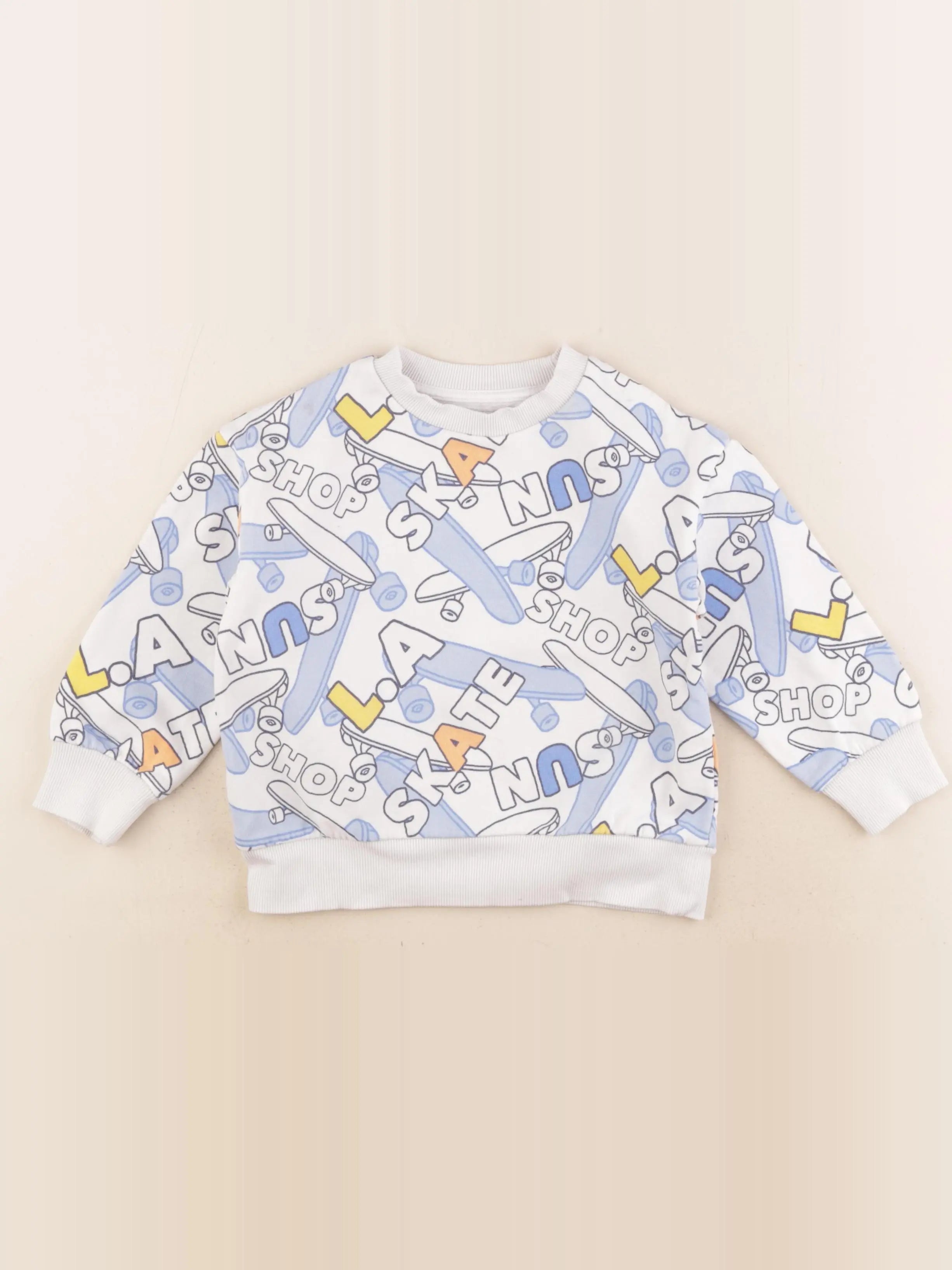 Vertbaudet - sweat bleu, blanc - 4 ans