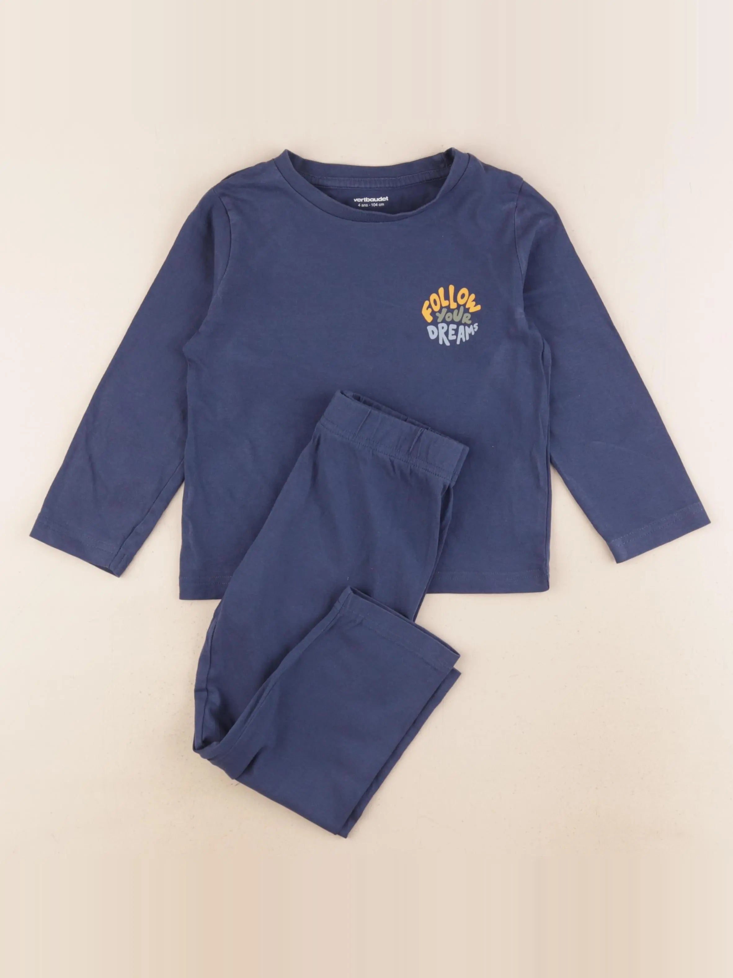 Vertbaudet - pyjama coton bleu - 4 ans