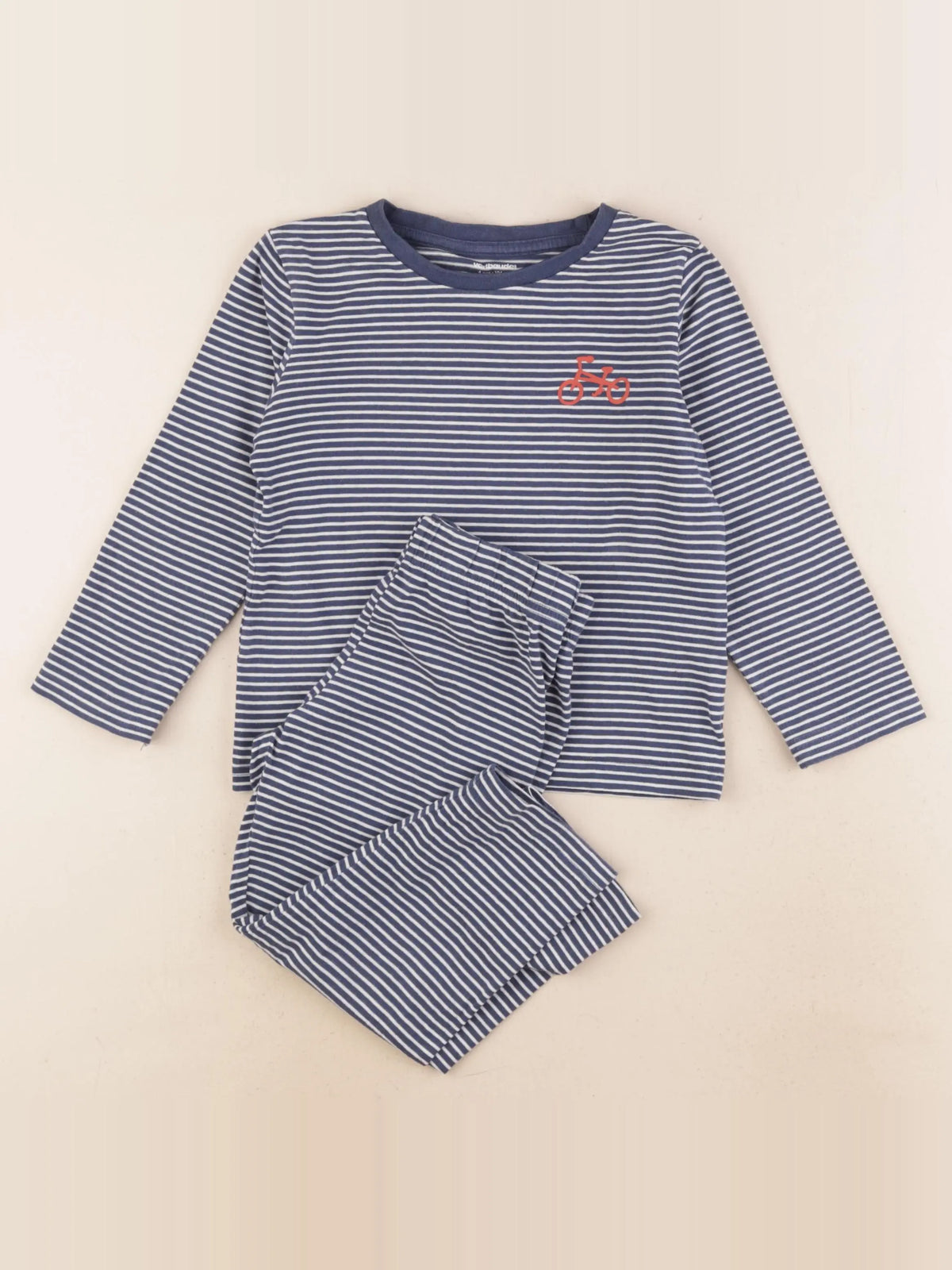Vertbaudet - pyjama coton bleu, blanc - 4 ans