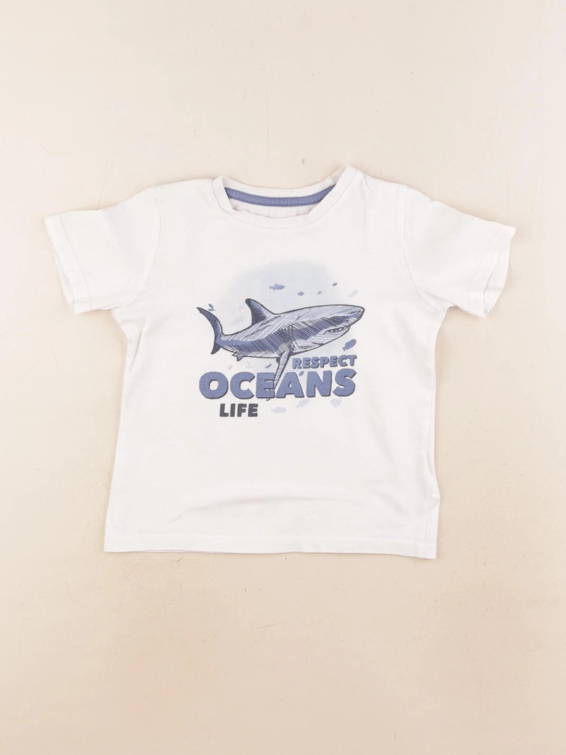 Vertbaudet - tee-shirt bleu, blanc - 4 ans