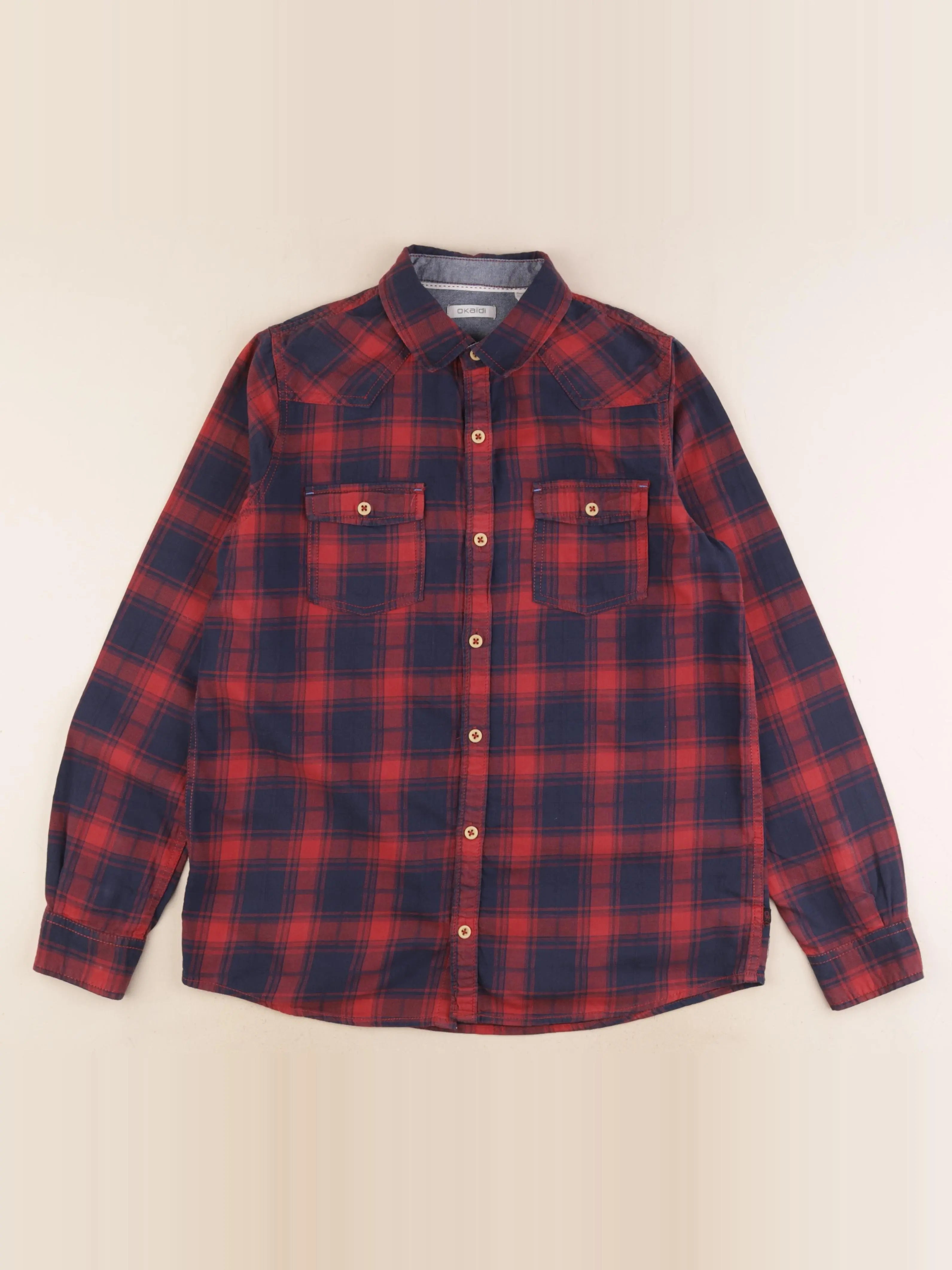 Okaidi - chemise bleu, rouge - 14 ans