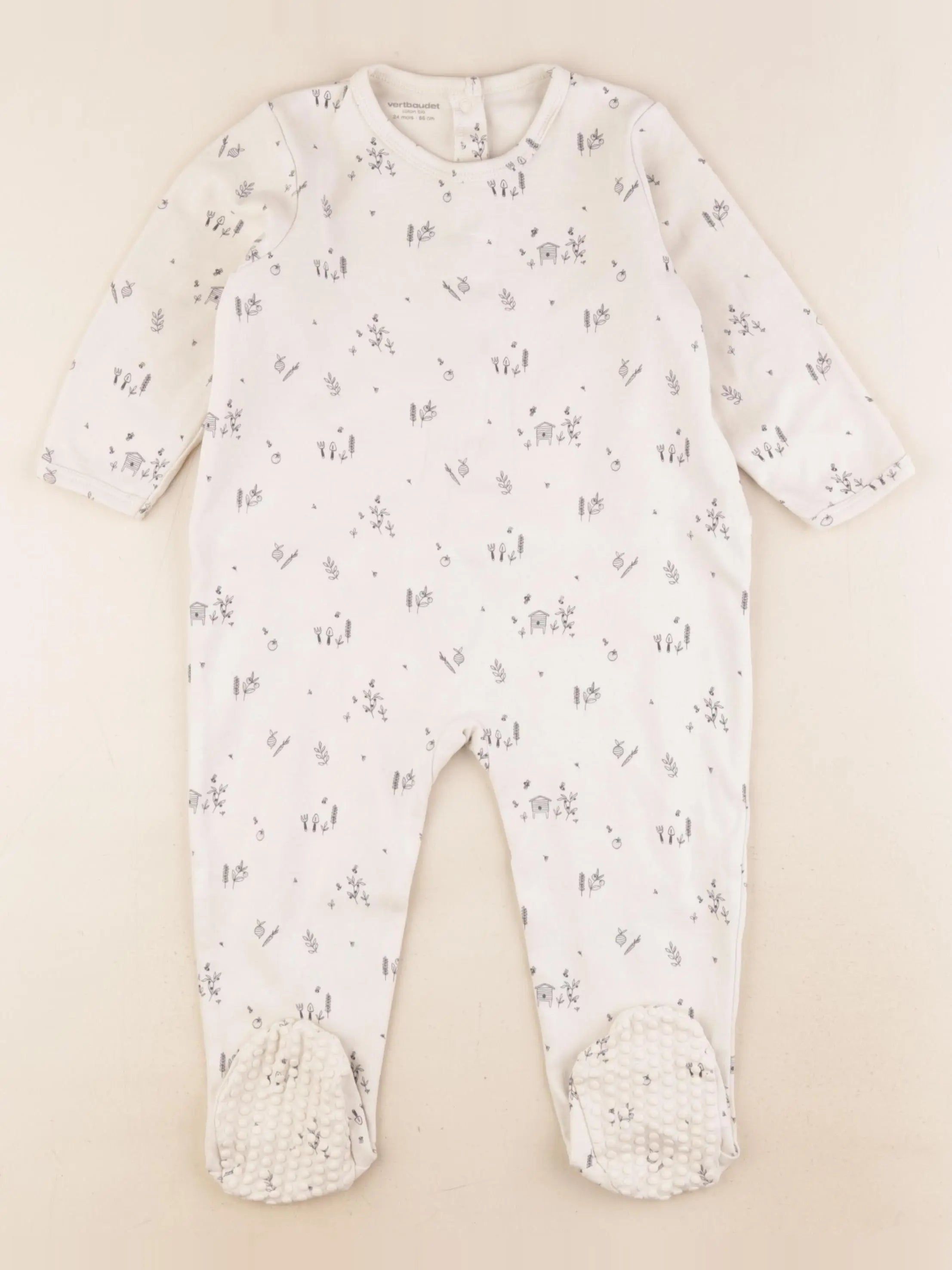Vertbaudet - pyjama coton beige - 24 mois