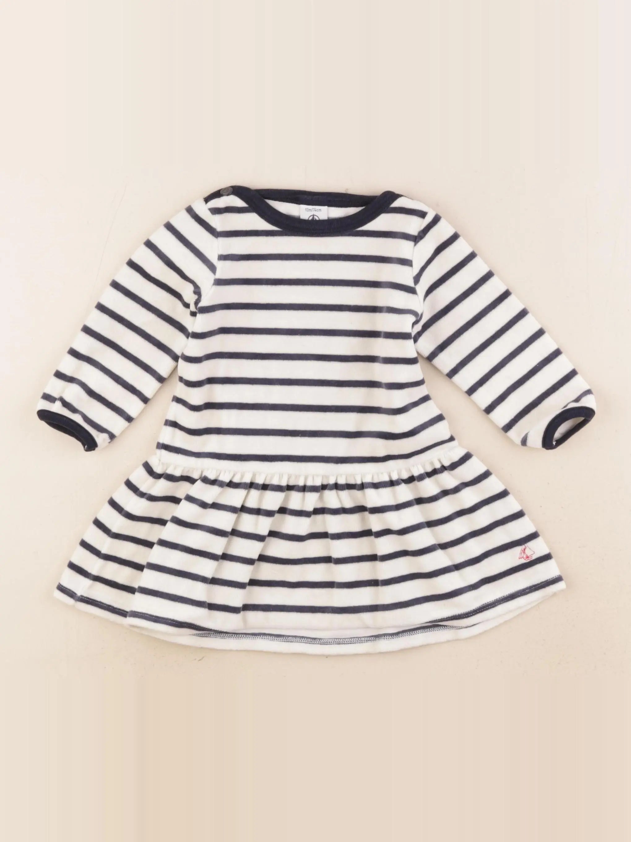 Petit Bateau - robe bleu - 12 mois