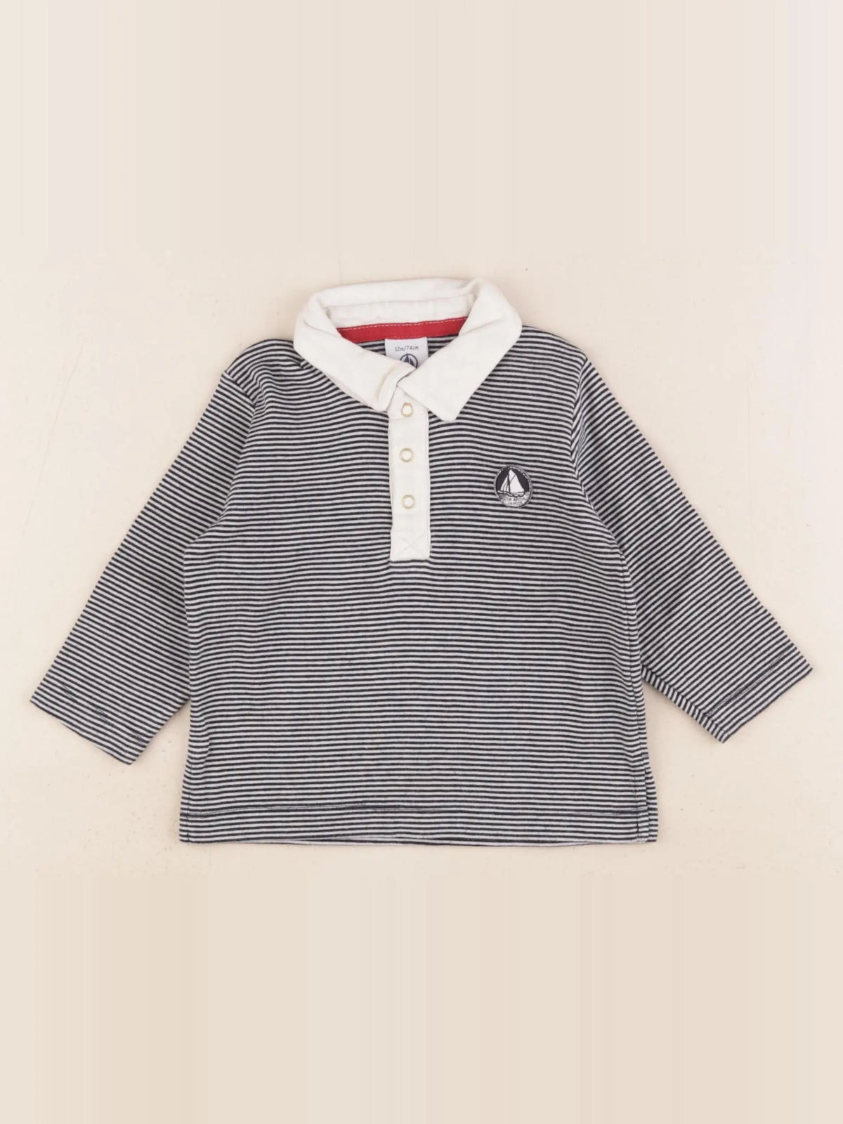 Petit Bateau - polo bleu - 12 mois