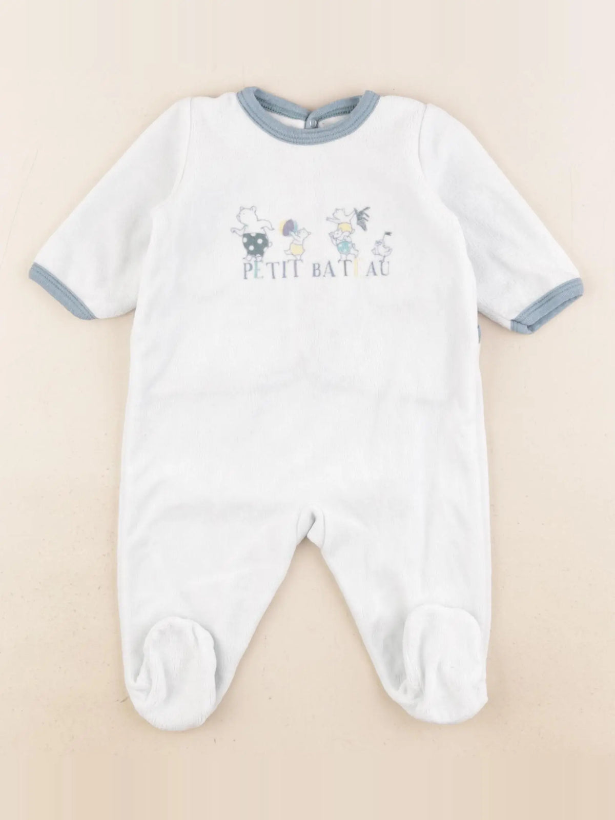 Petit Bateau - pyjama velours vert - 3 mois