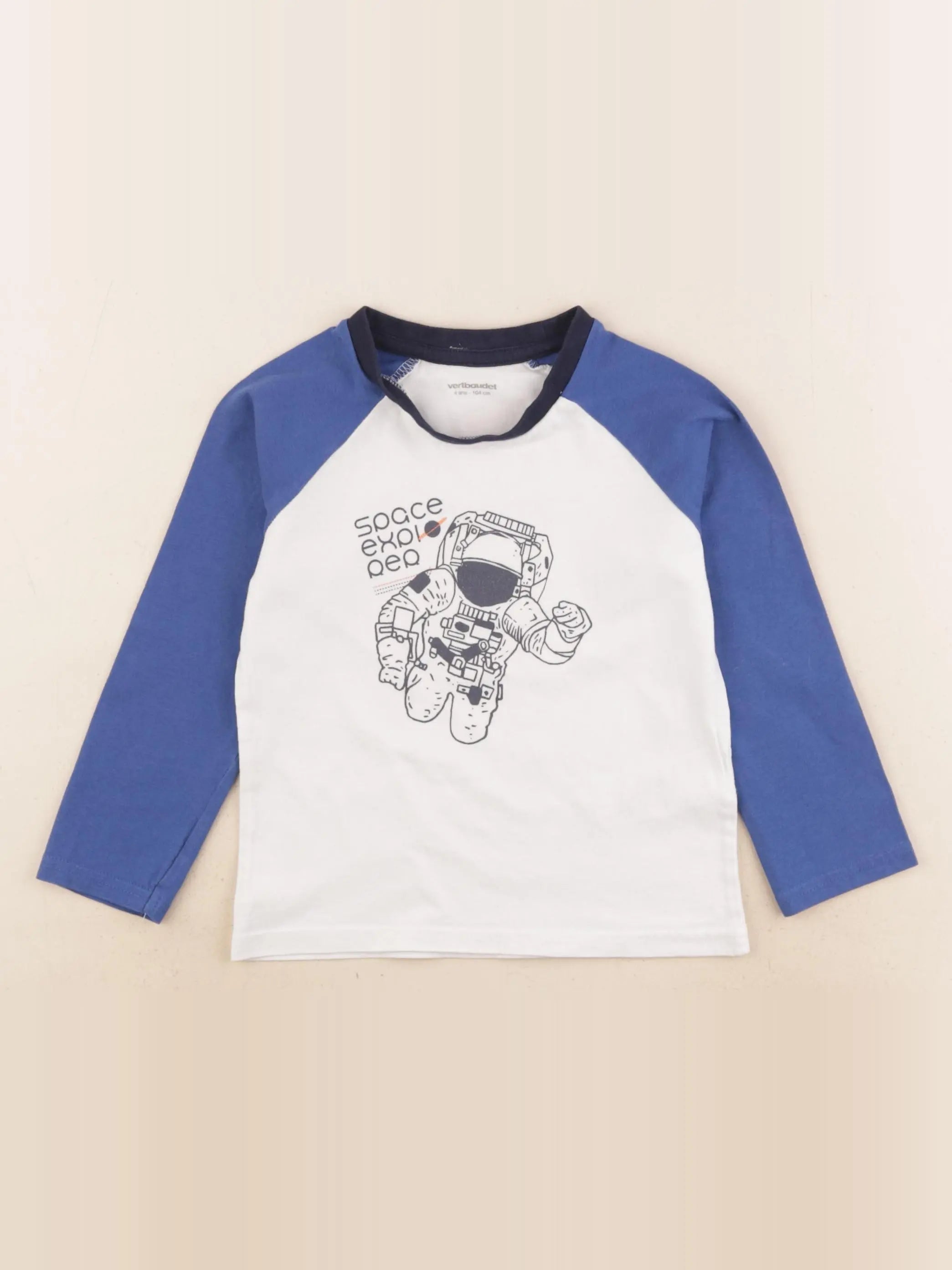 Vertbaudet - tee-shirt bleu, blanc - 4 ans