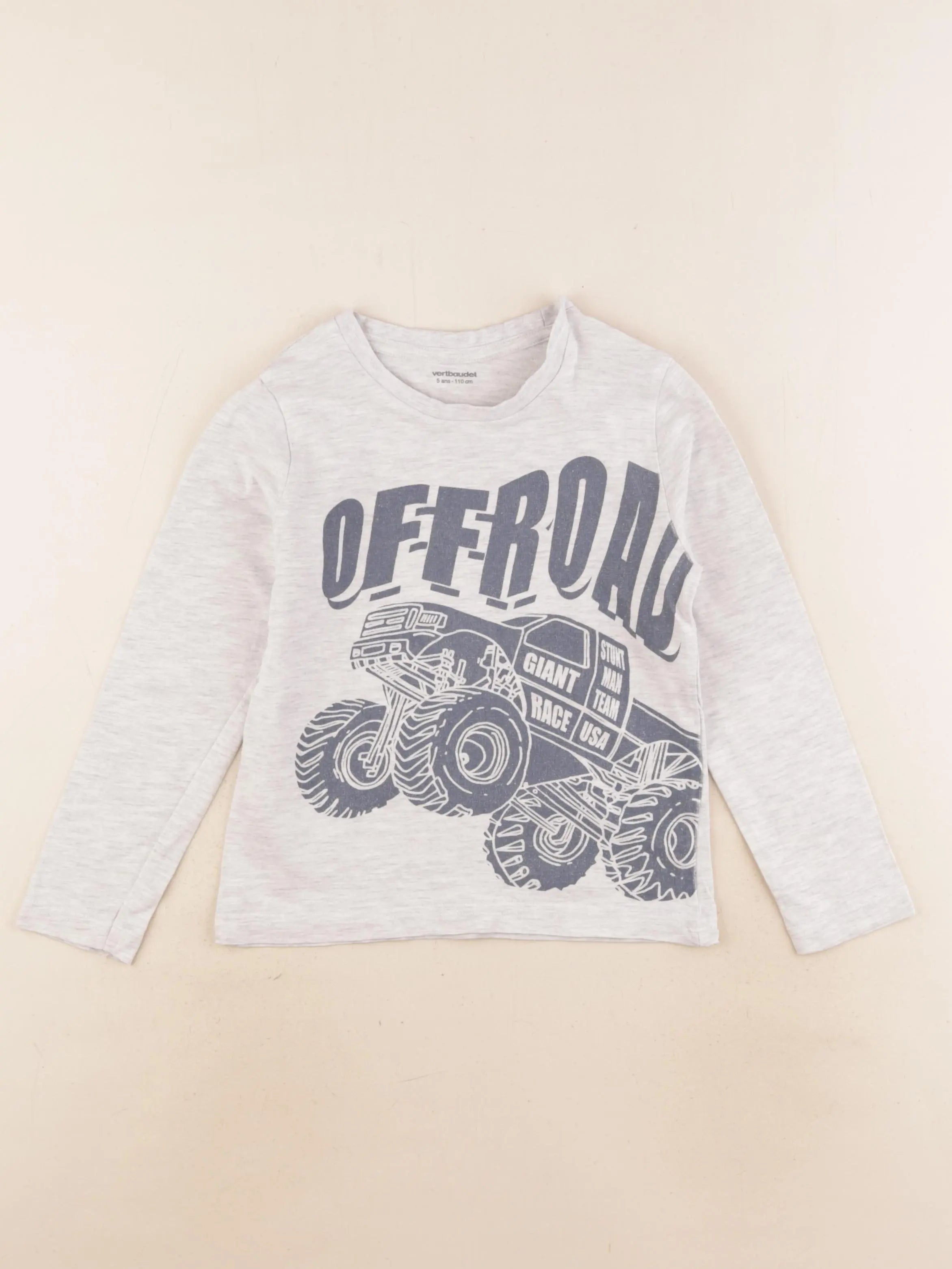 Vertbaudet - tee-shirt vert, gris - 5 ans