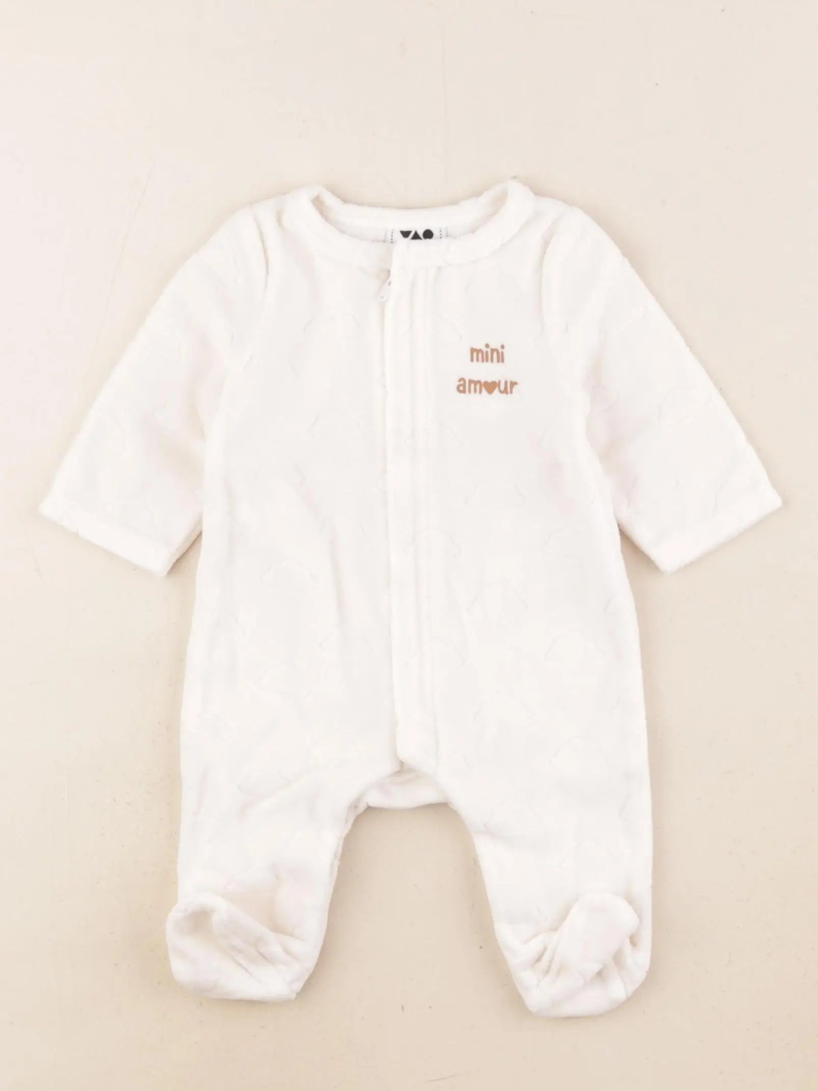 Tape à l'oeil - pyjama velours beige - 1 mois