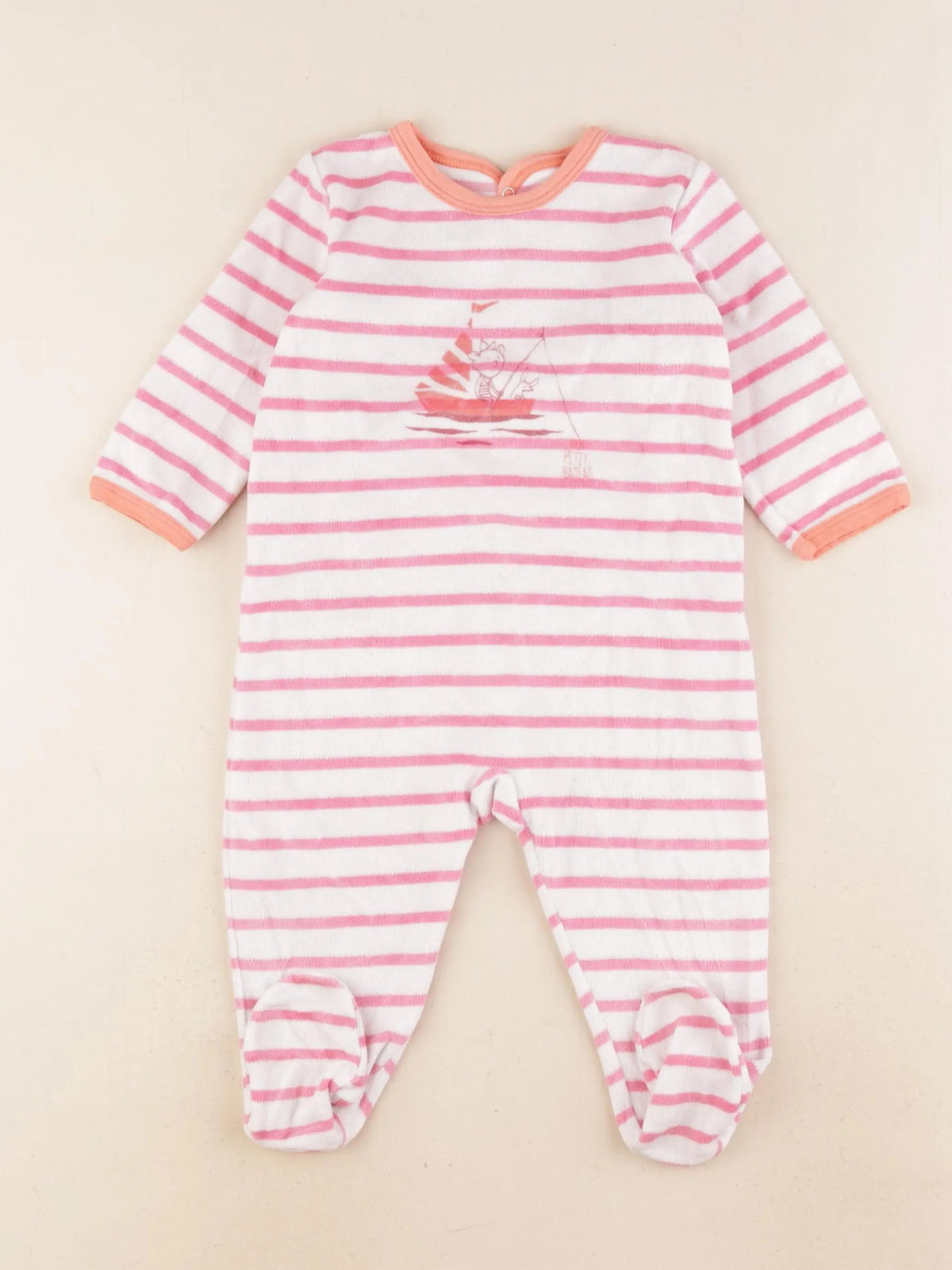 Petit Bateau - pyjama velours rose - 12 mois