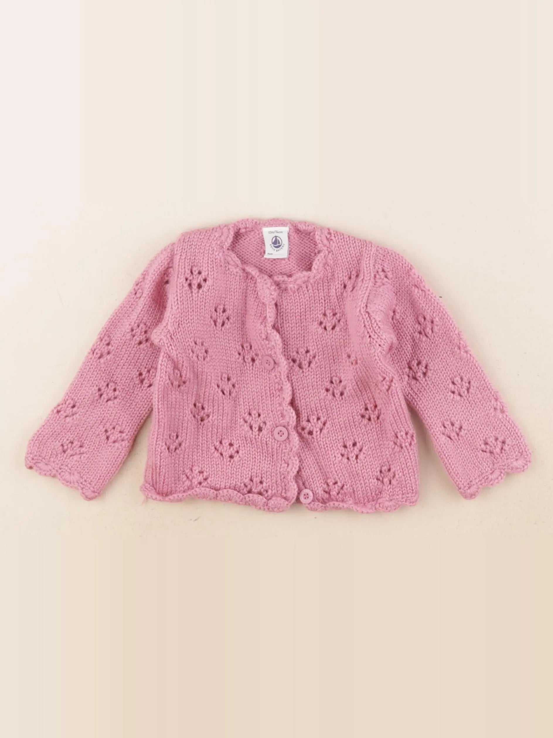 Petit Bateau - gilet rose - 12 mois