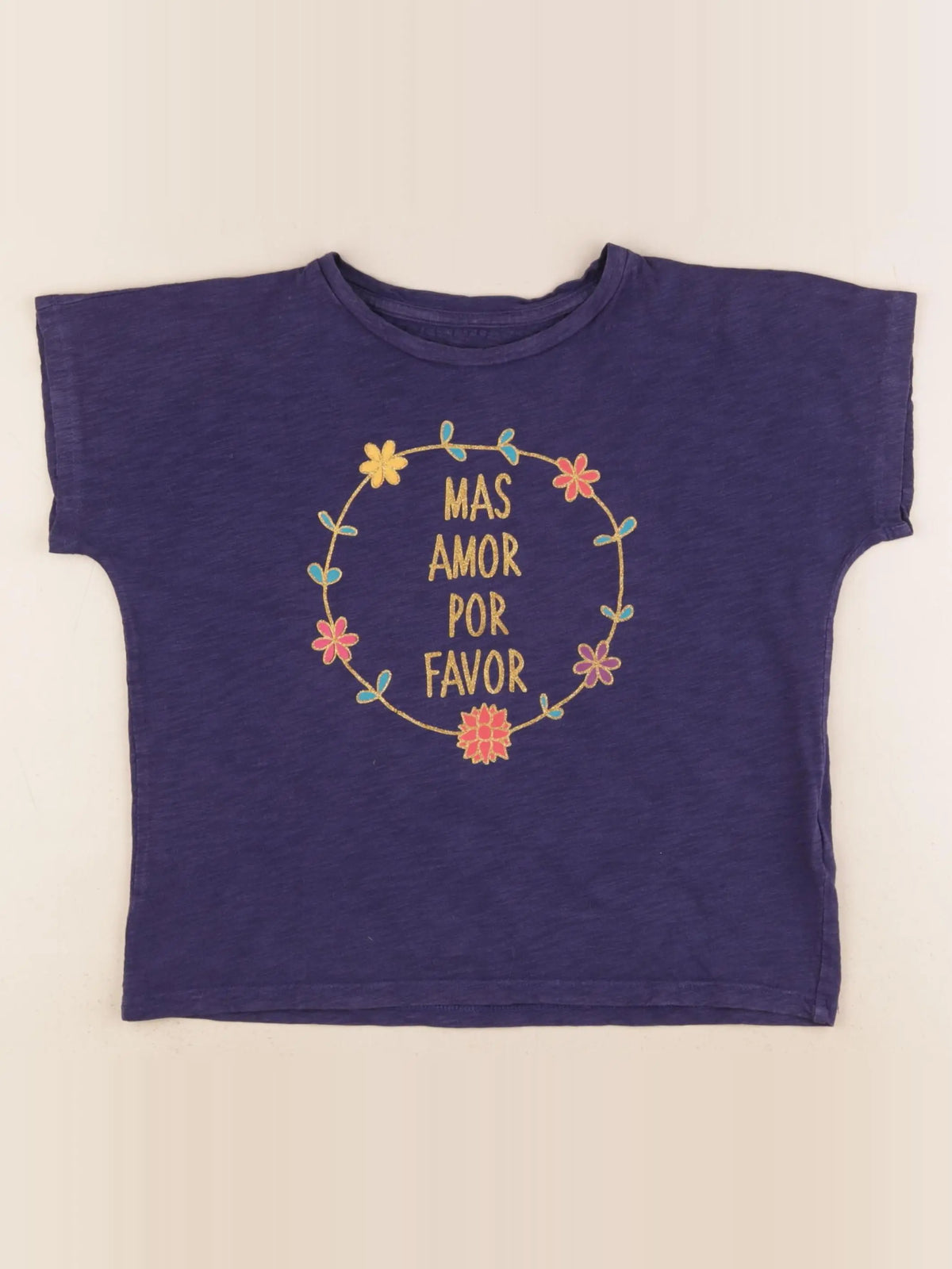 Bonton - tee-shirt bleu, or - 8 ans