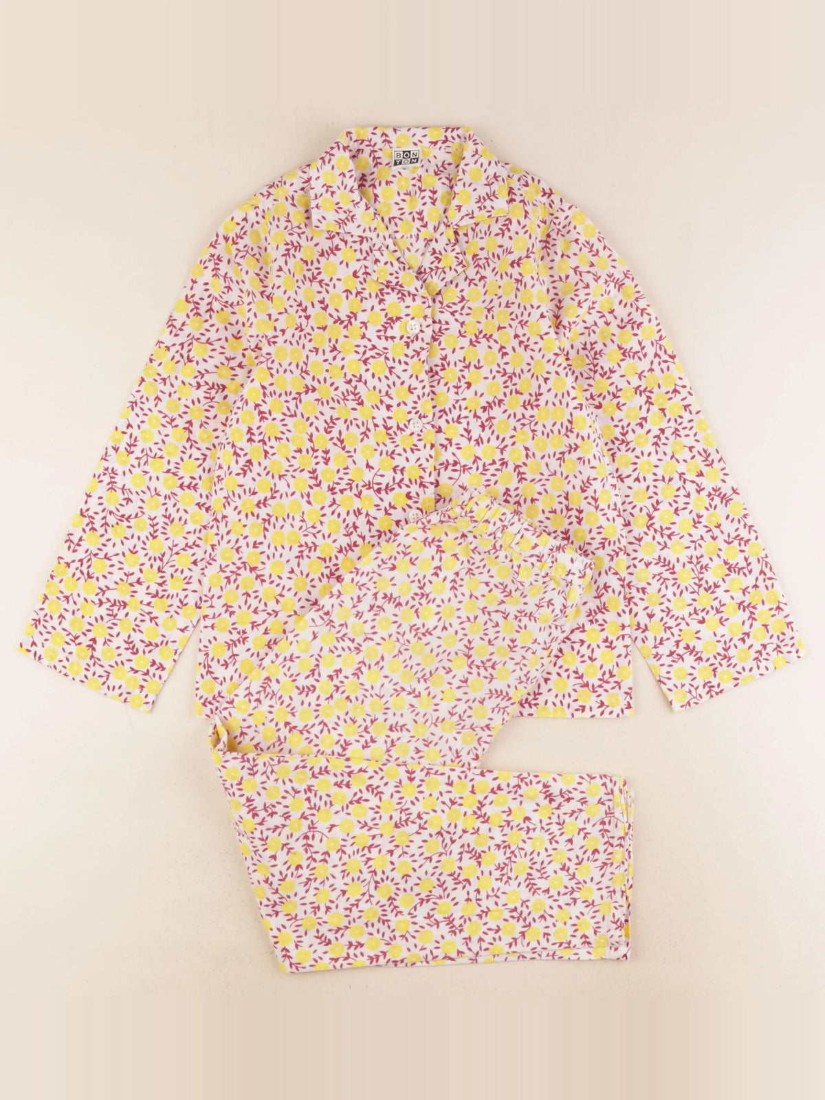 Bonton - pyjama coton rose, jaune - 8 ans