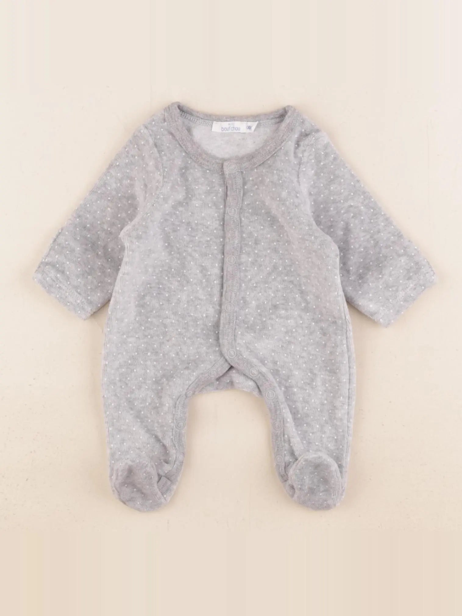 Boutchou - pyjama velours gris - 0 mois