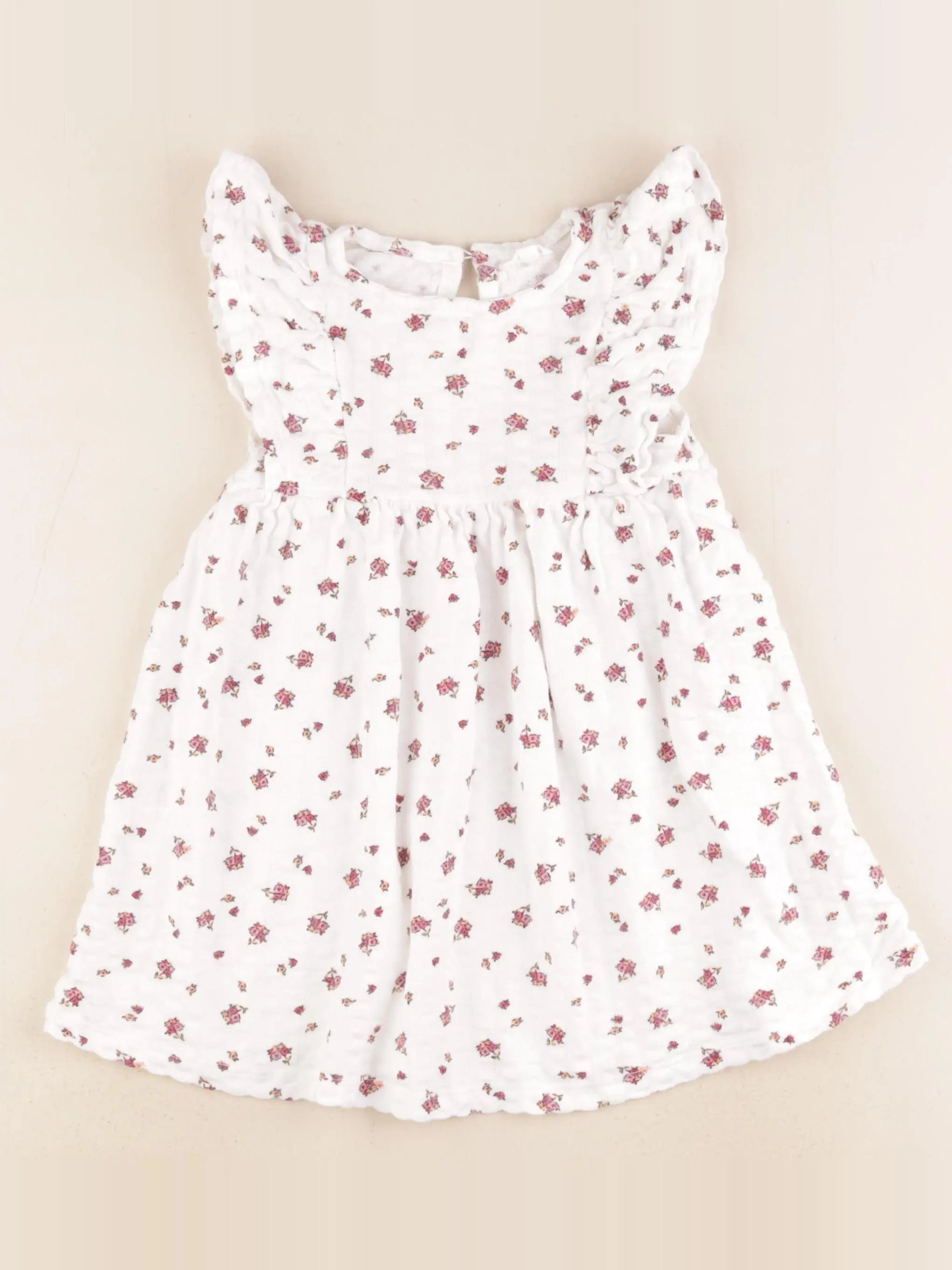 Vertbaudet - robe blanc, rose - 3 ans