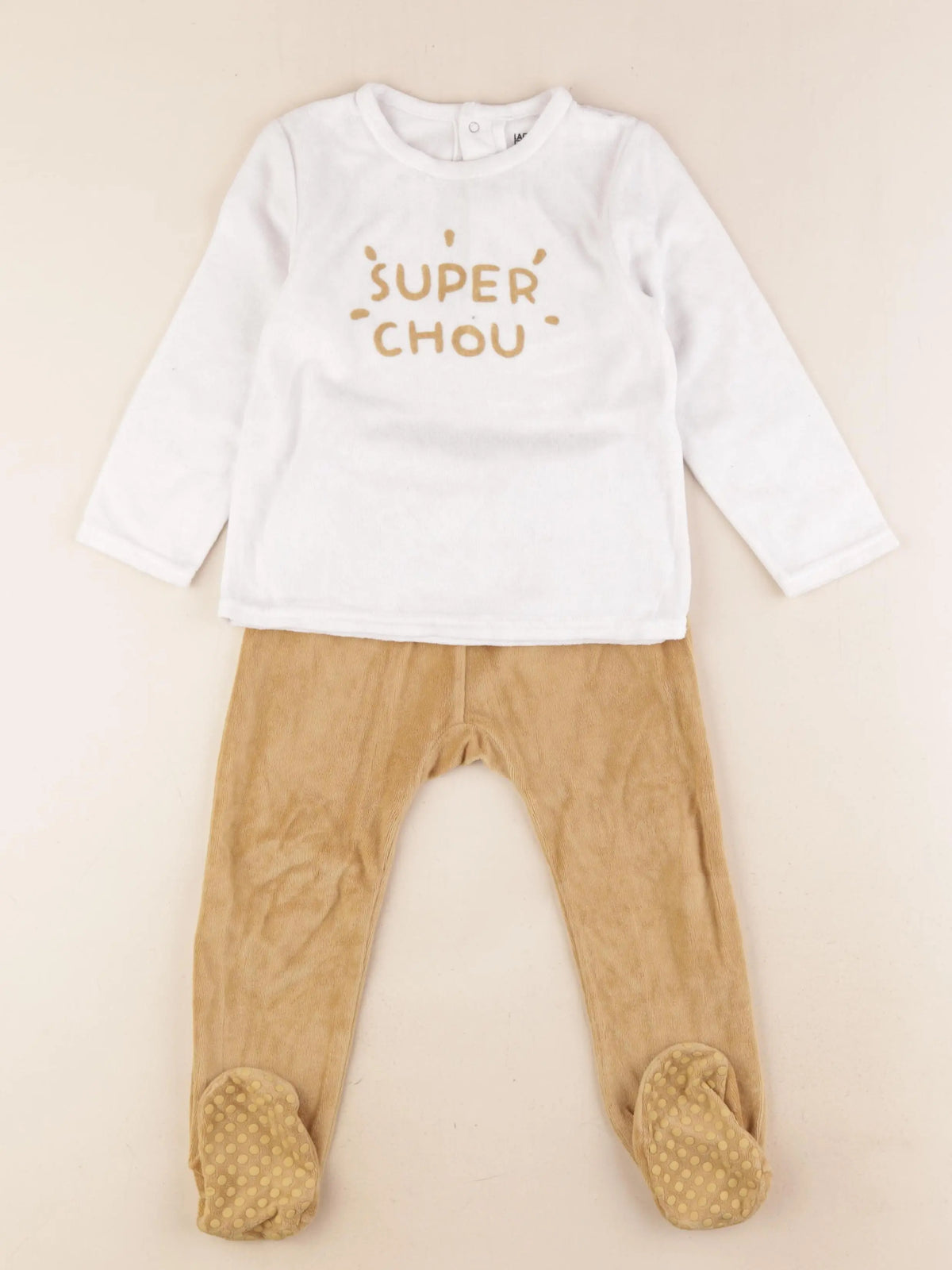 La Redoute - pyjama velours blanc, jaune - 3 ans