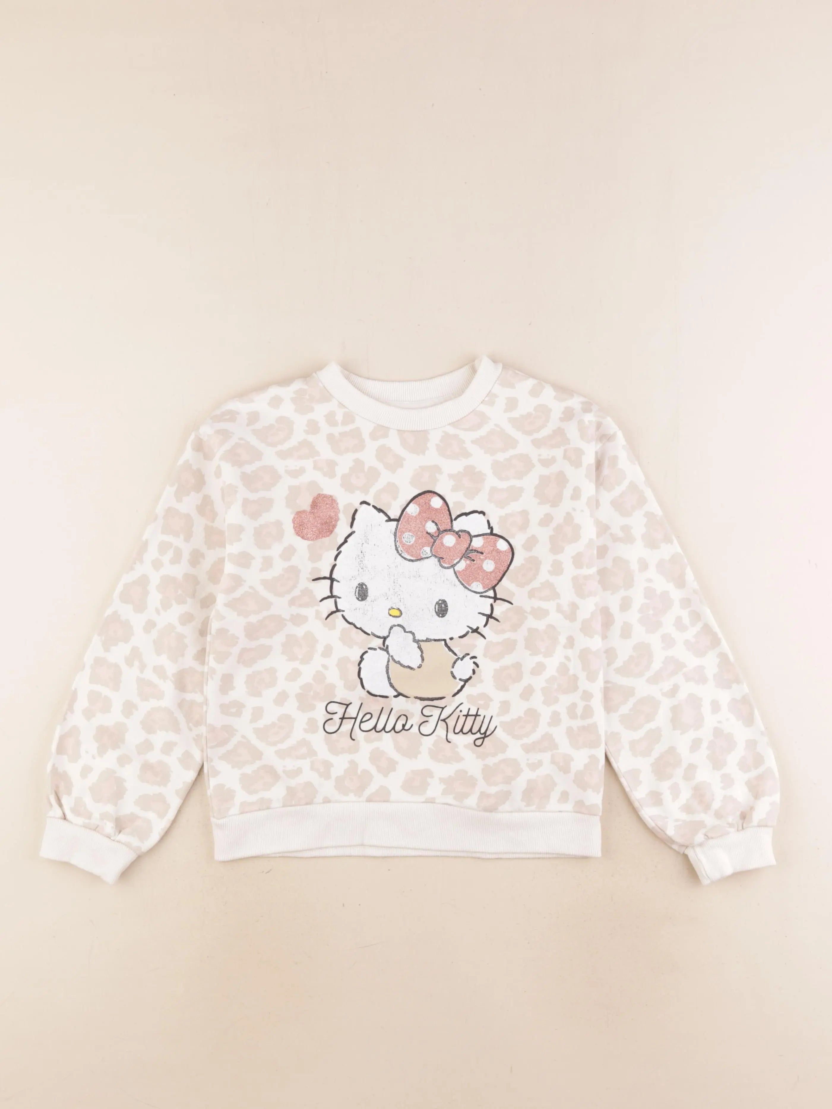 Vertbaudet - sweat beige, blanc - 8 ans