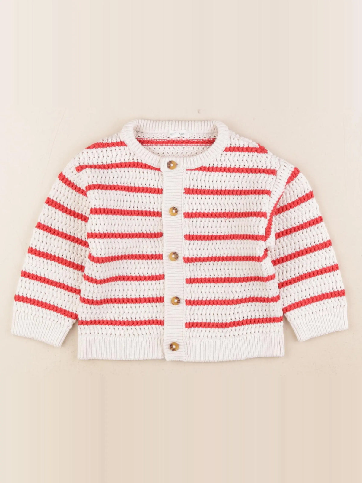 Vertbaudet - gilet blanc, rouge - 2 ans