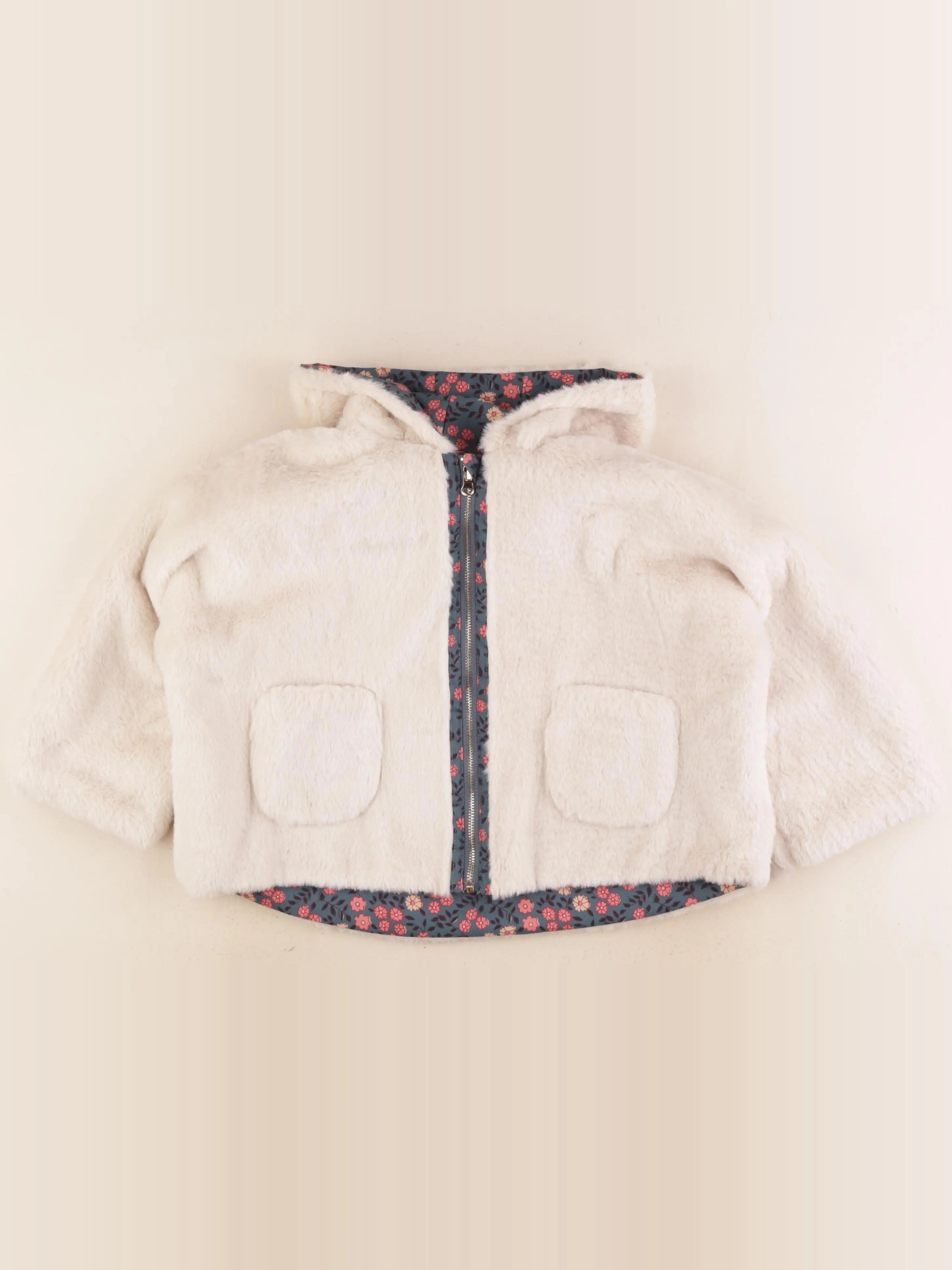 Louise Misha - veste réversible multicolore, beige - 4 ans