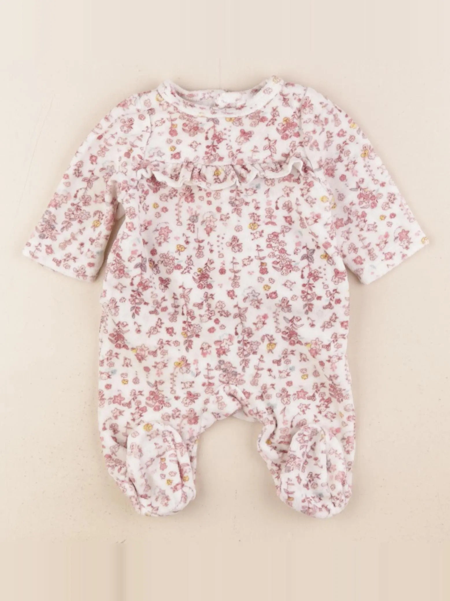 Tape à l'oeil - pyjama velours blanc, rose - 1 mois