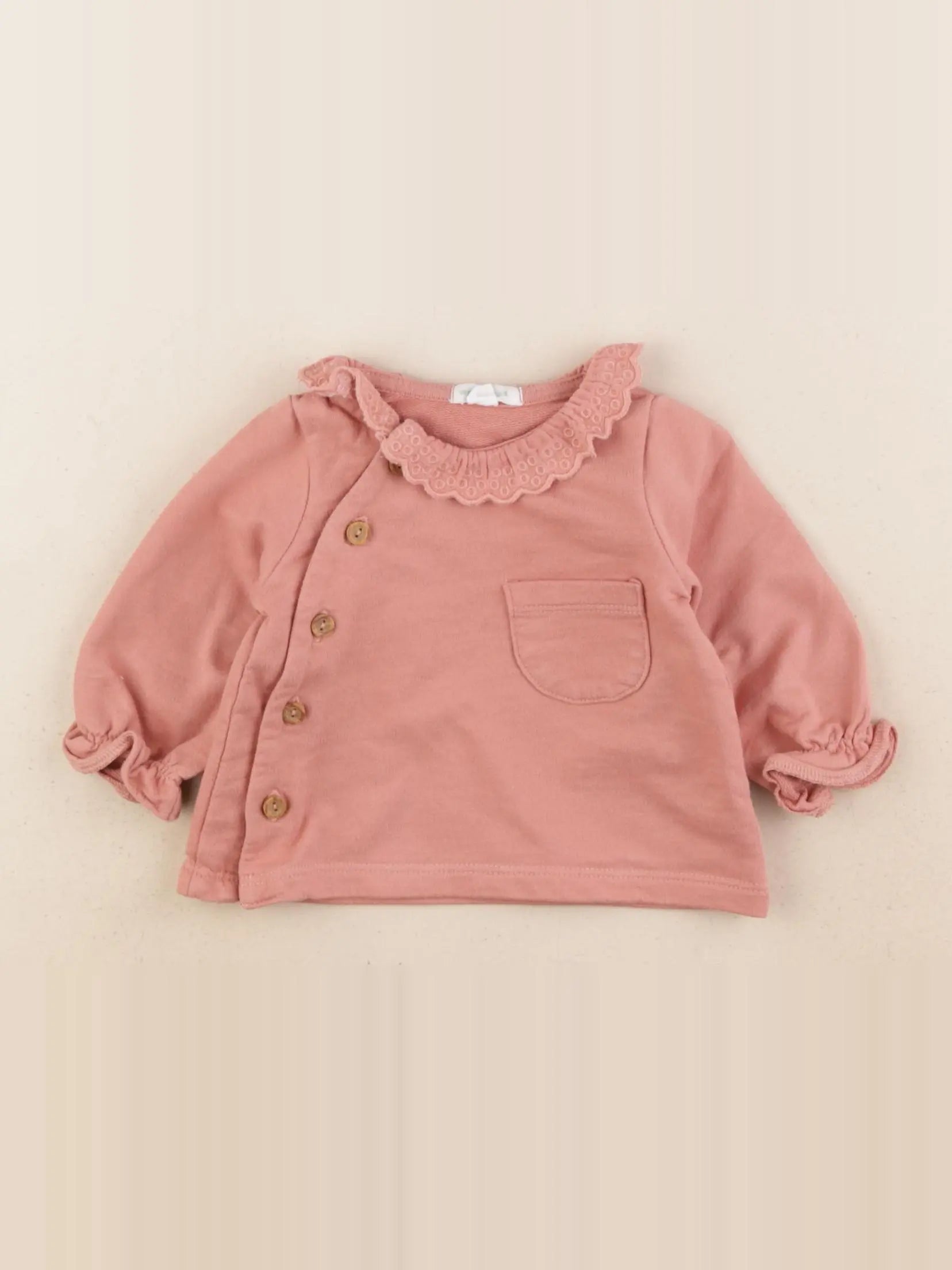 Vertbaudet - sweat rose - 3 mois