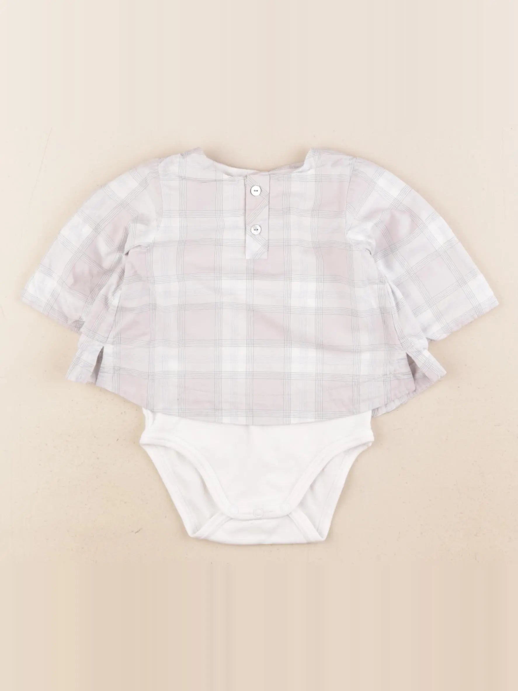 Jacadi - body blouse blanc, bleu, gris - 3 mois