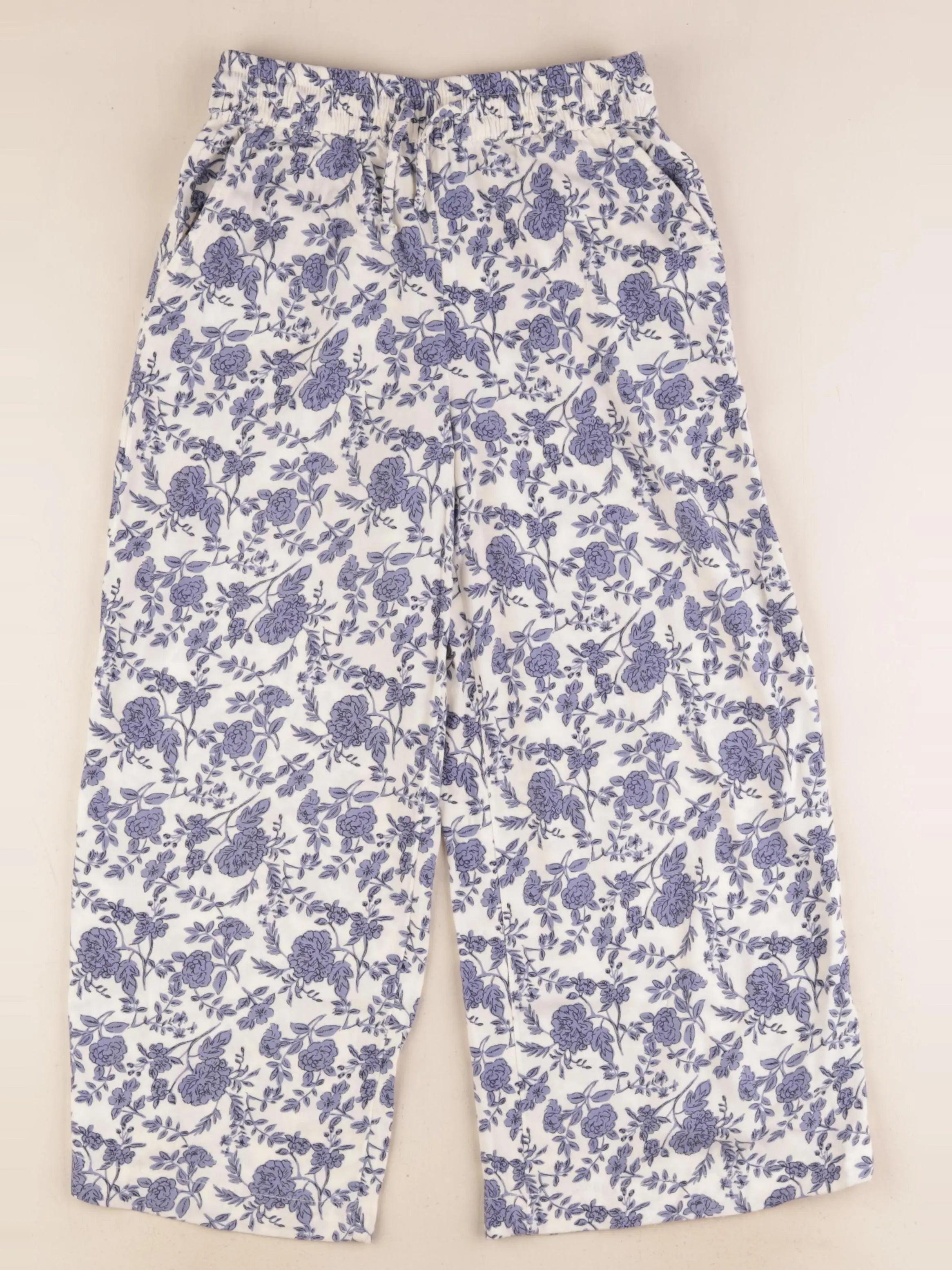 Monoprix - pantalon bleu, blanc - 8 ans