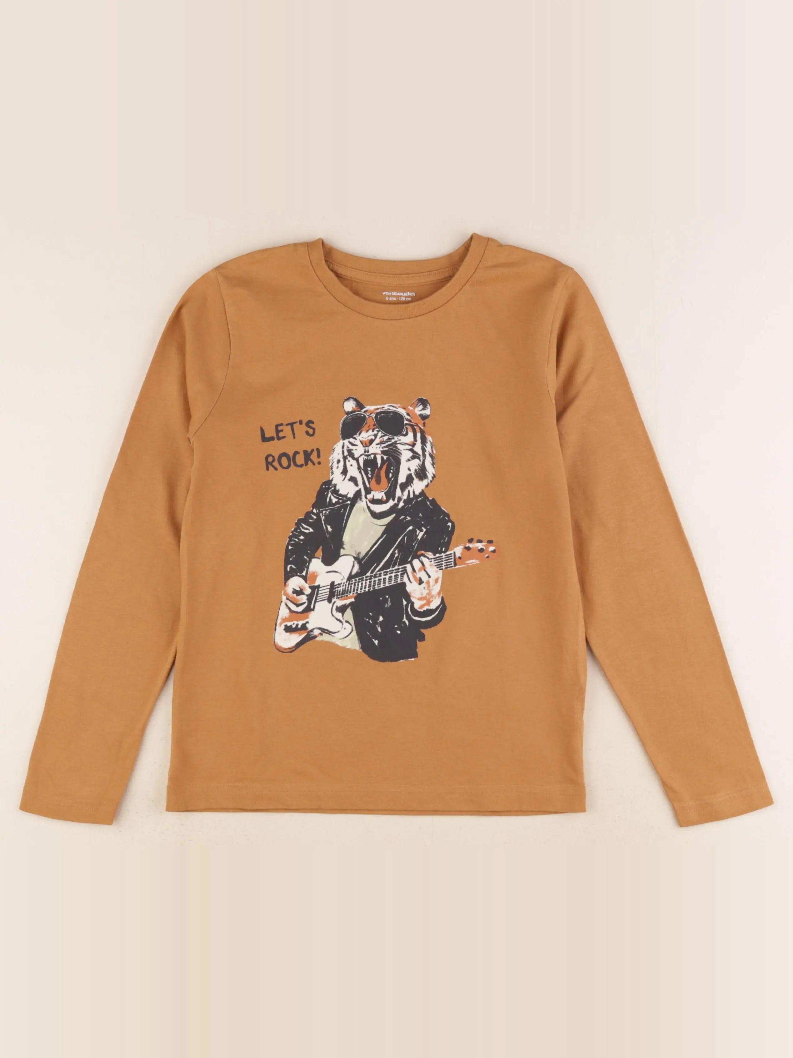 Vertbaudet - tee-shirt marron - 8 ans