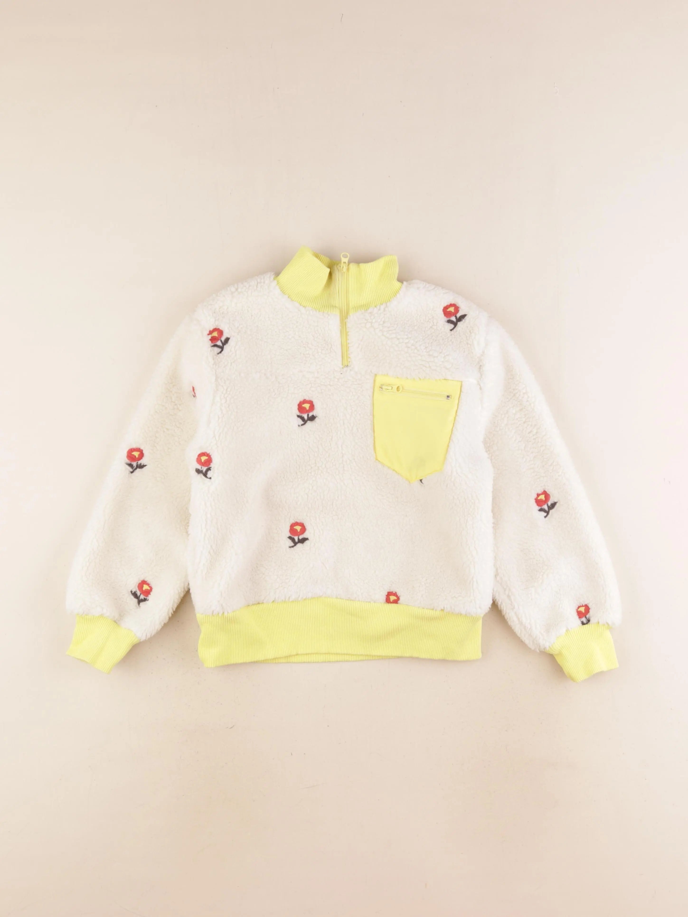 Monoprix - pull blanc, jaune - 5/6 ans