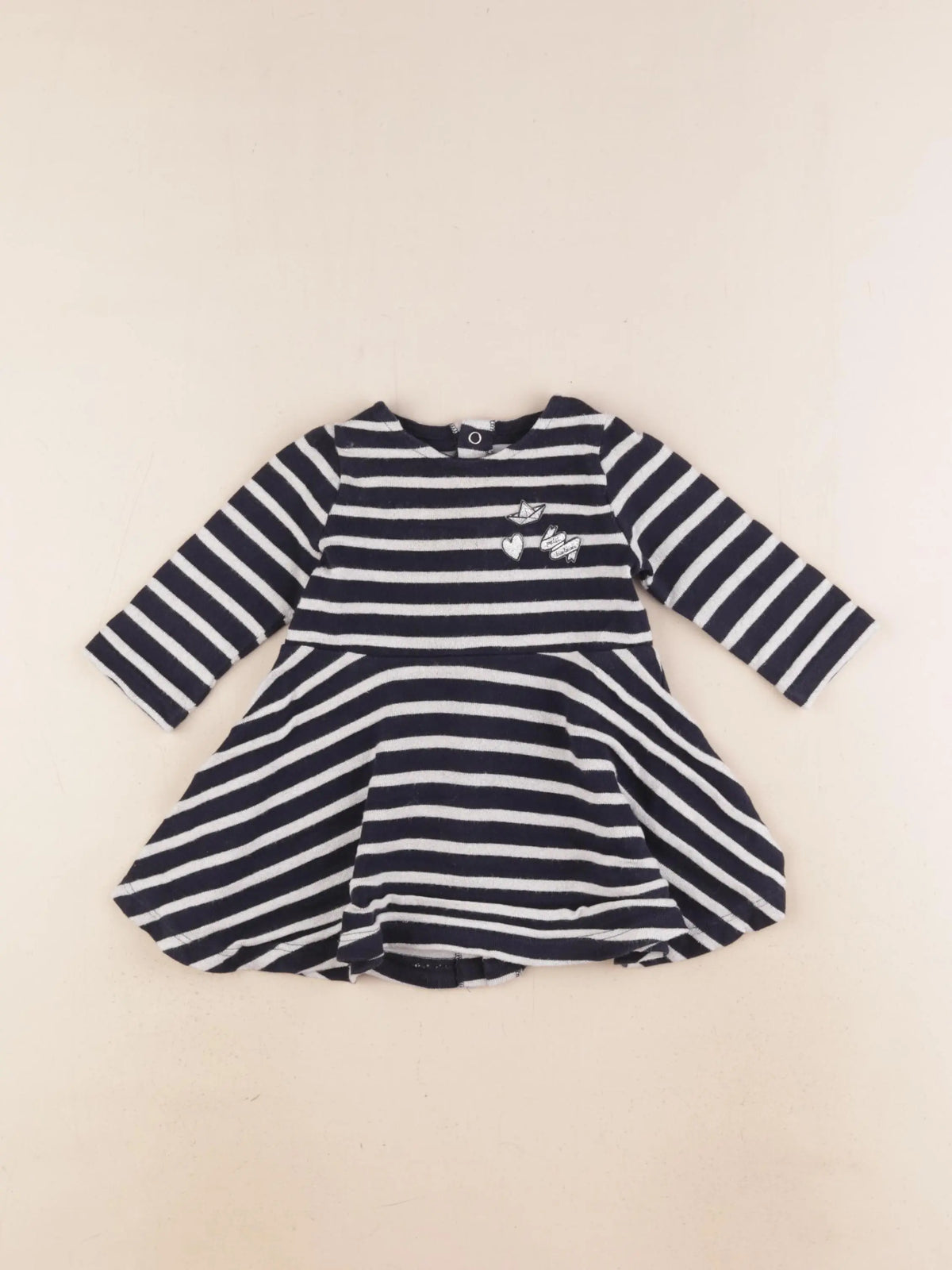 Petit Bateau - robe bleu, argent - 6 mois