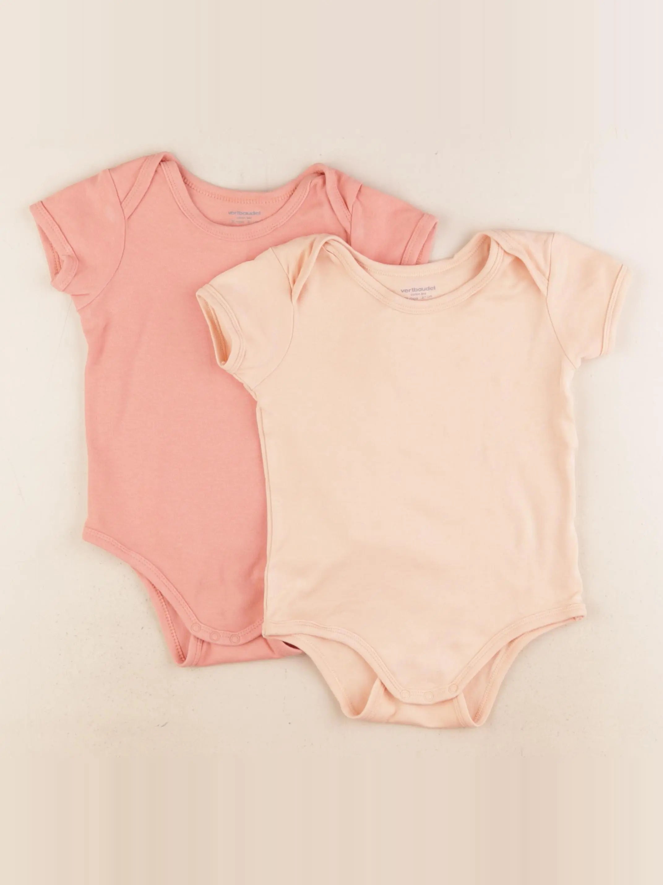 Vertbaudet - lot de 2 bodies en coton orange - 36 mois