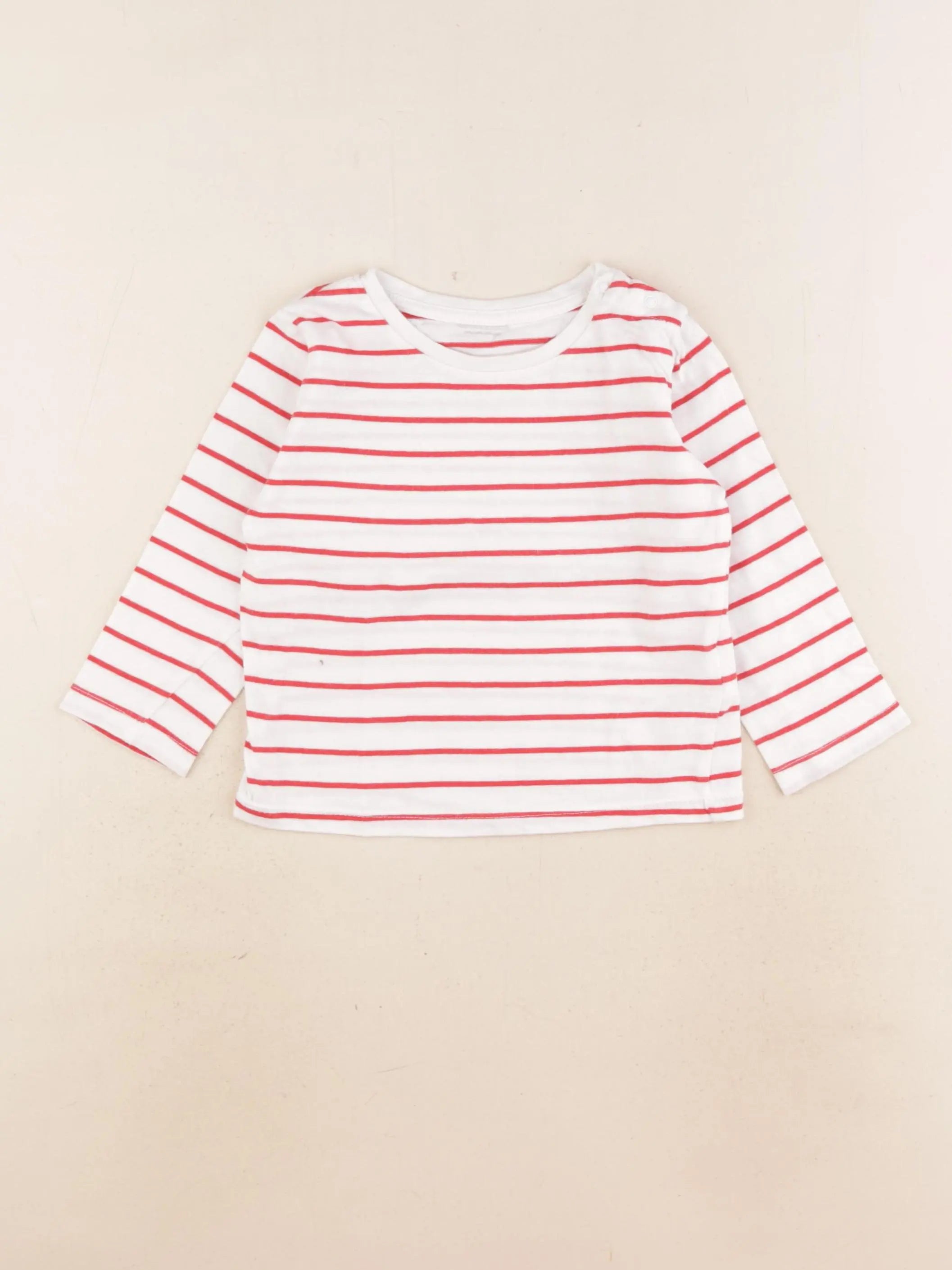 Vertbaudet - tee-shirt blanc, rouge - 18 mois