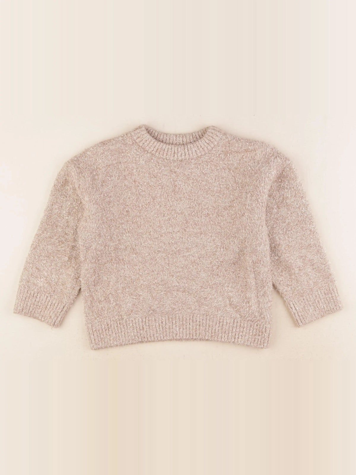 Vertbaudet - pull beige, or - 5 ans