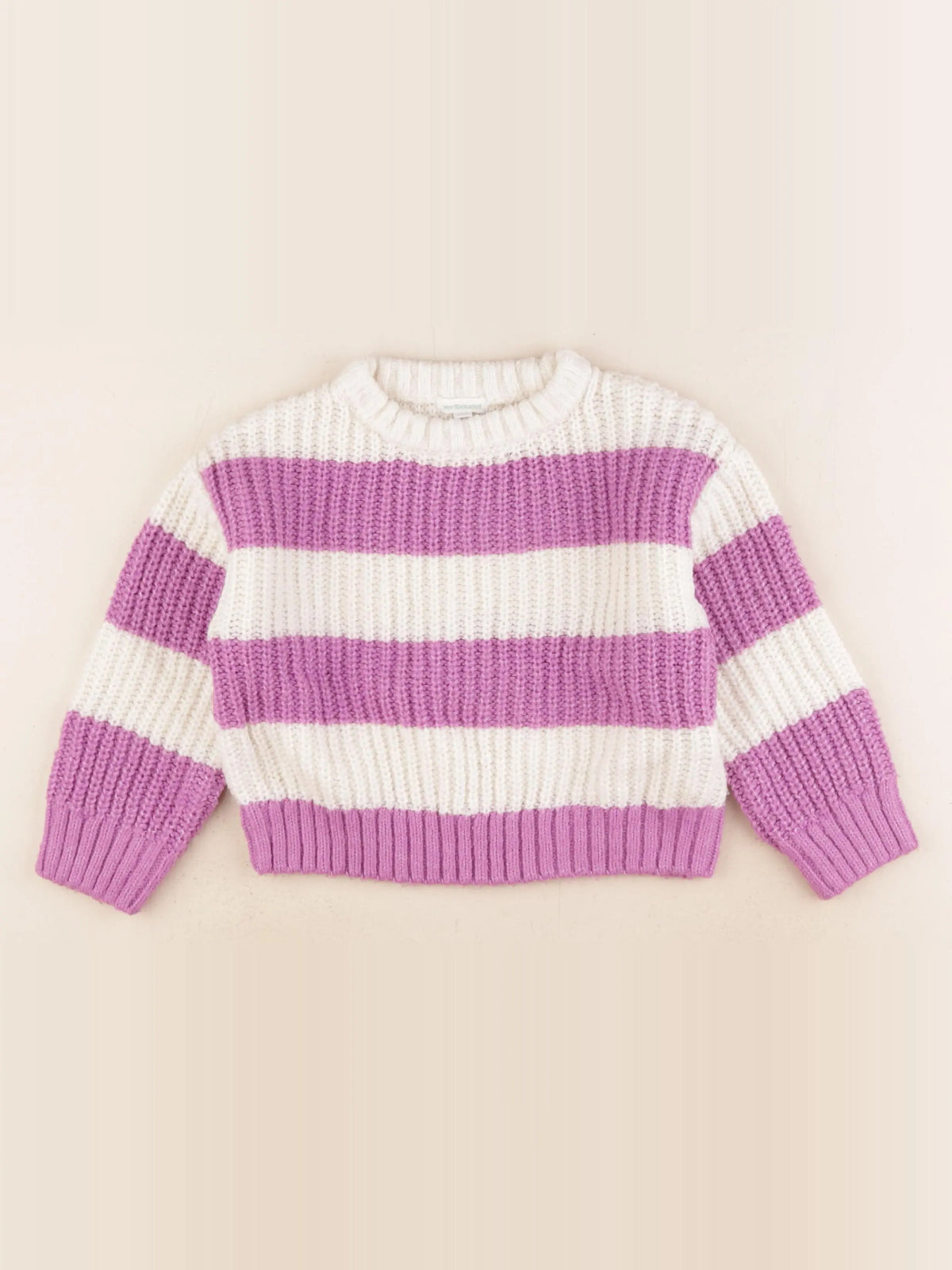 Vertbaudet - pull blanc, violet - 5 ans