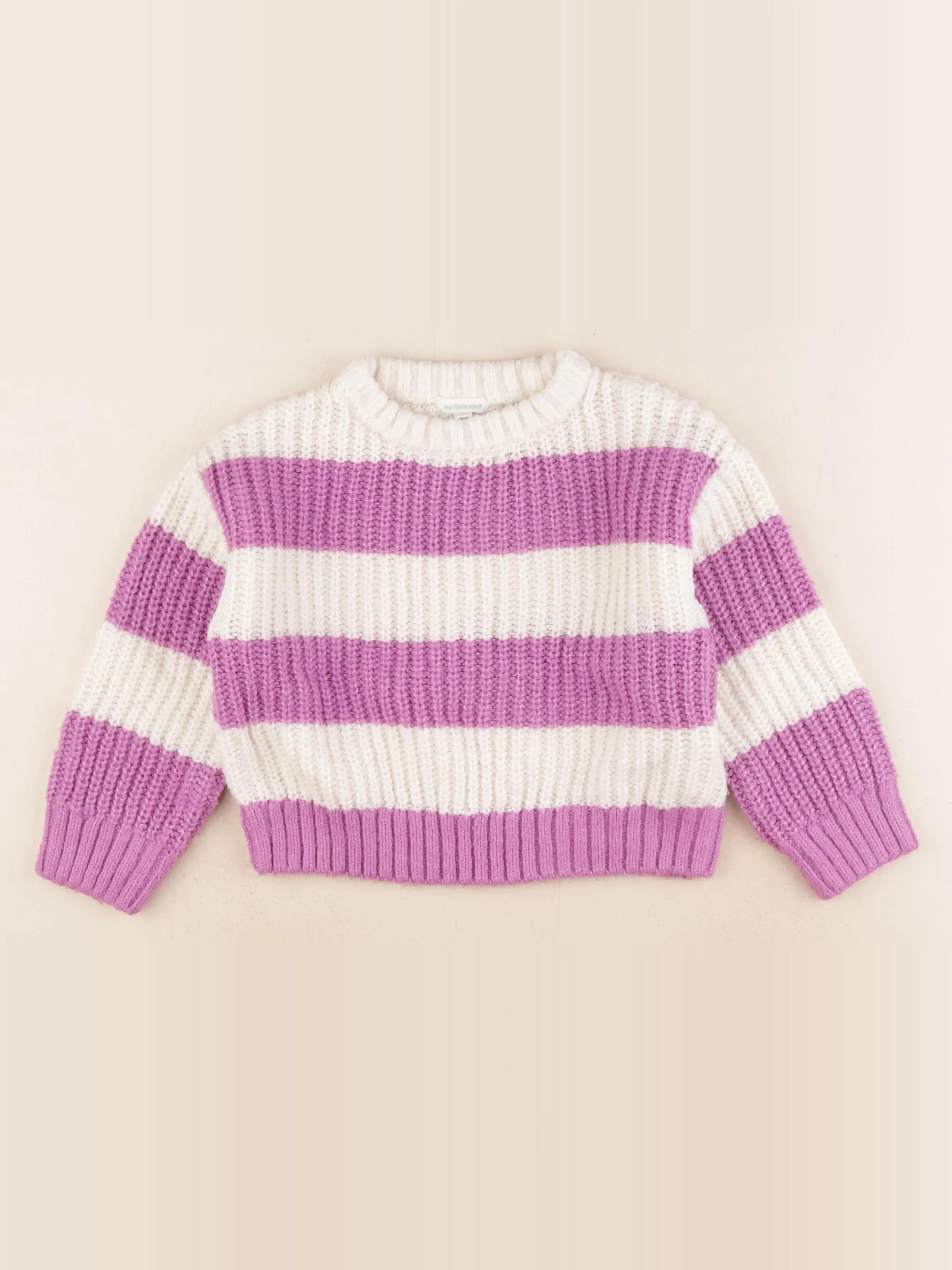 Vertbaudet - pull blanc, violet - 5 ans