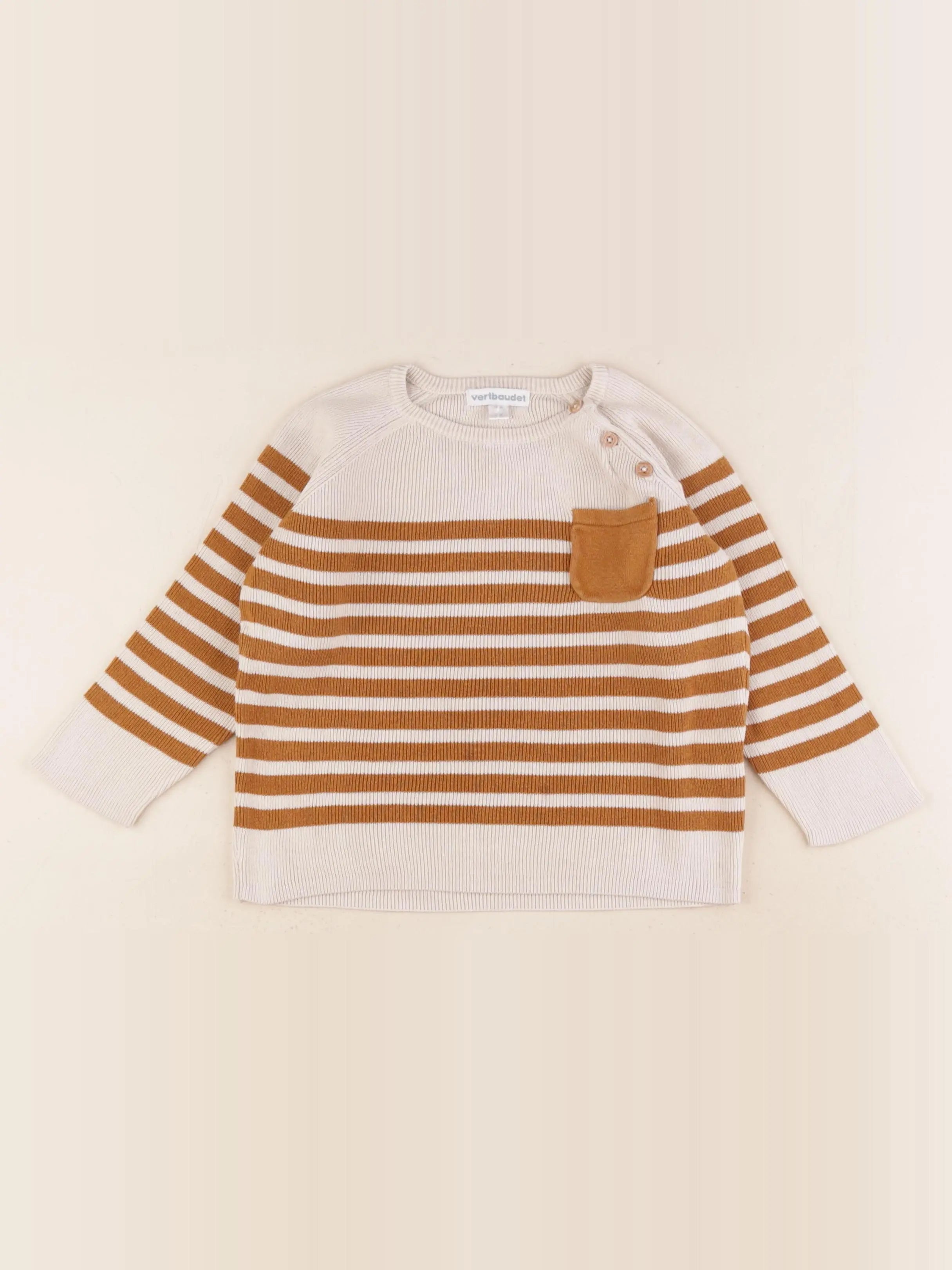 Vertbaudet - pull beige, marron - 24 mois