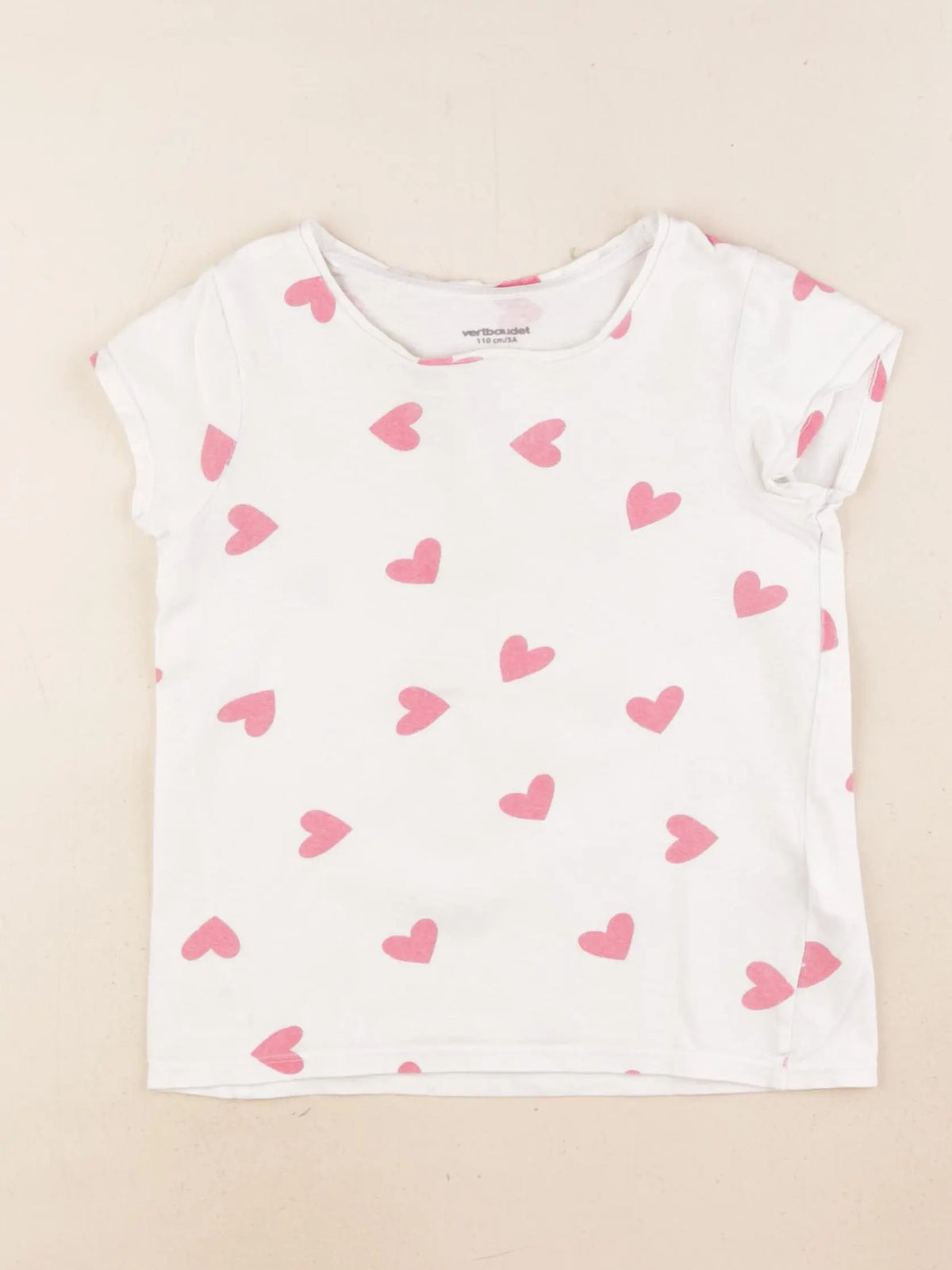 Vertbaudet - tee-shirt blanc, rose - 5 ans