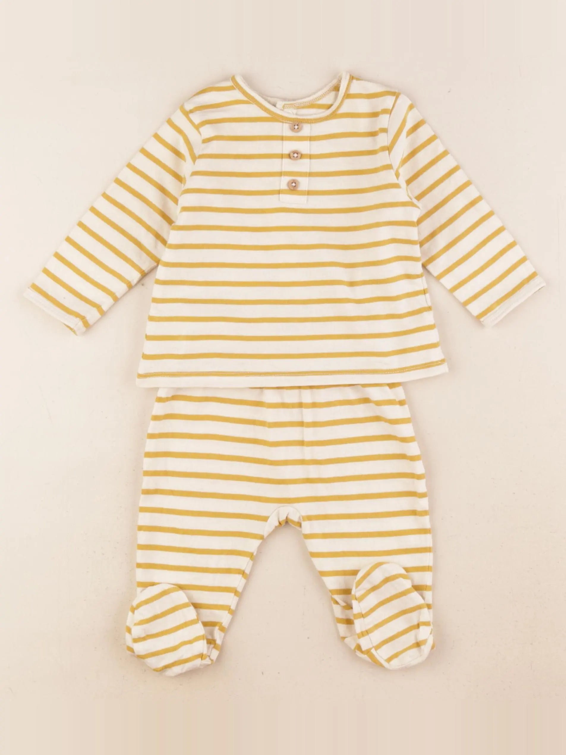 Vertbaudet - pyjama coton jaune - 3 mois