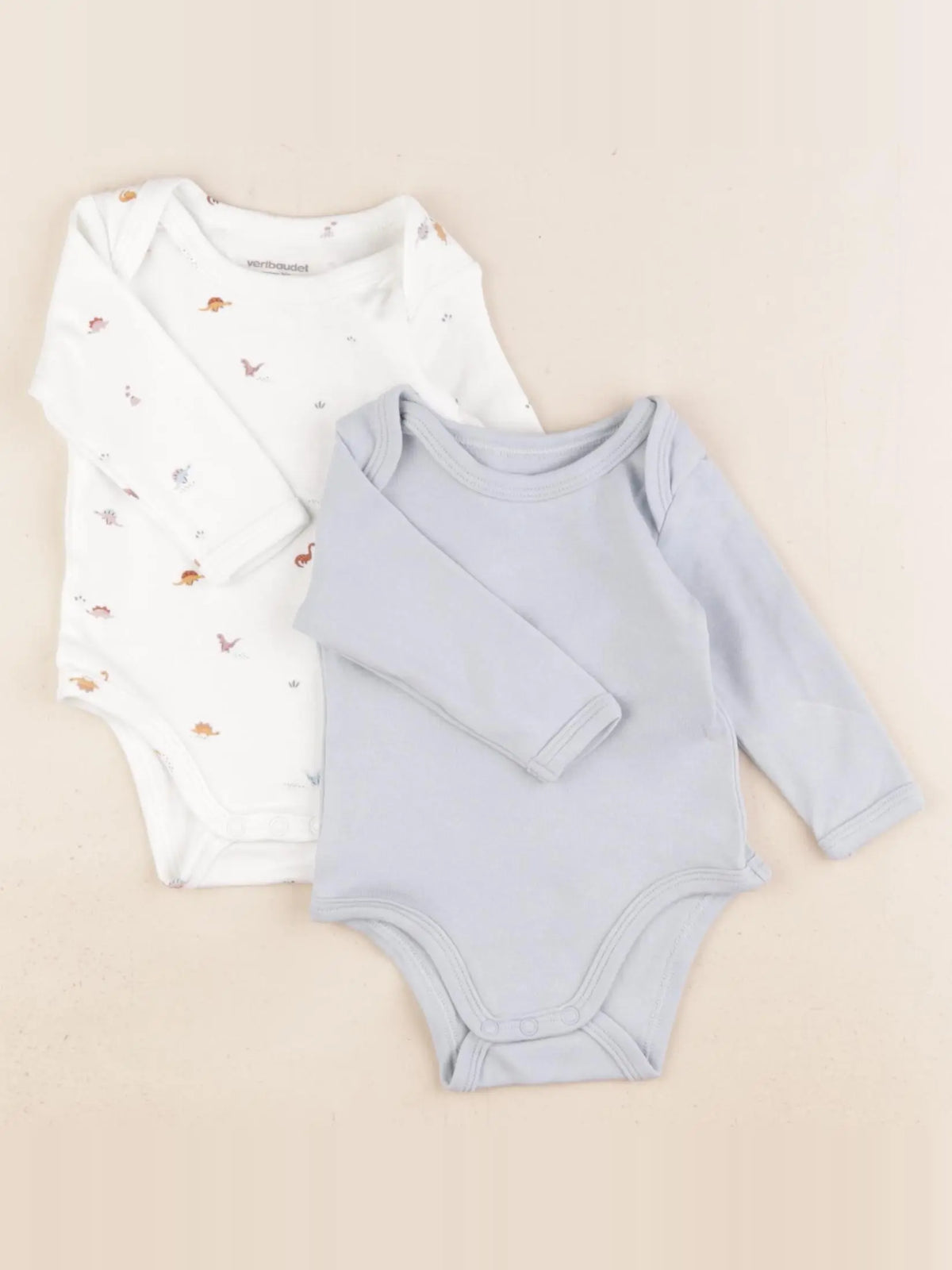 Vertbaudet - lot de 2 bodies en coton blanc, bleu - 3 mois