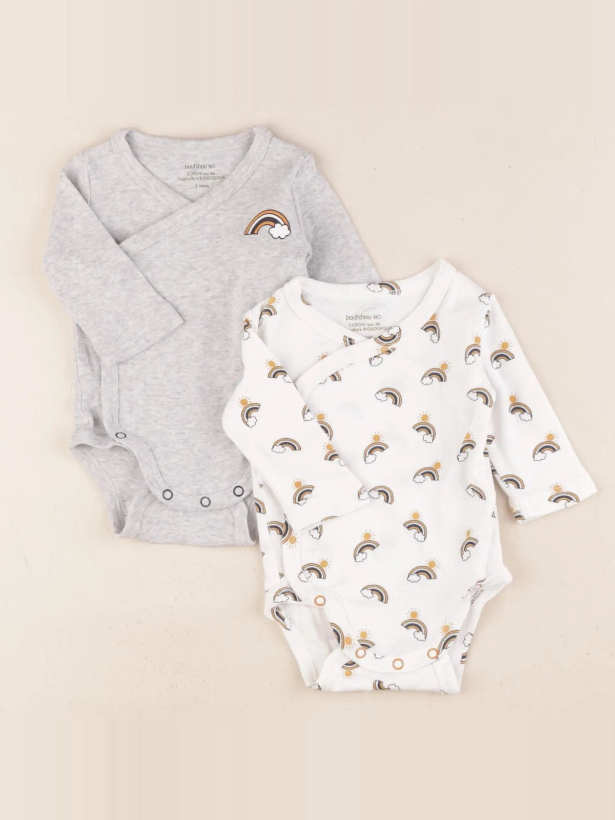 Boutchou - lot de 2 bodies en coton multicolore - 1 mois