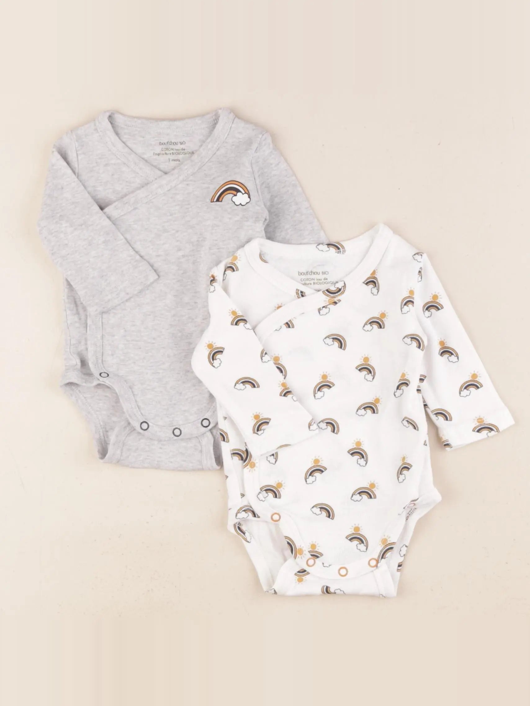 Boutchou - lot de 2 bodies en coton multicolore - 1 mois