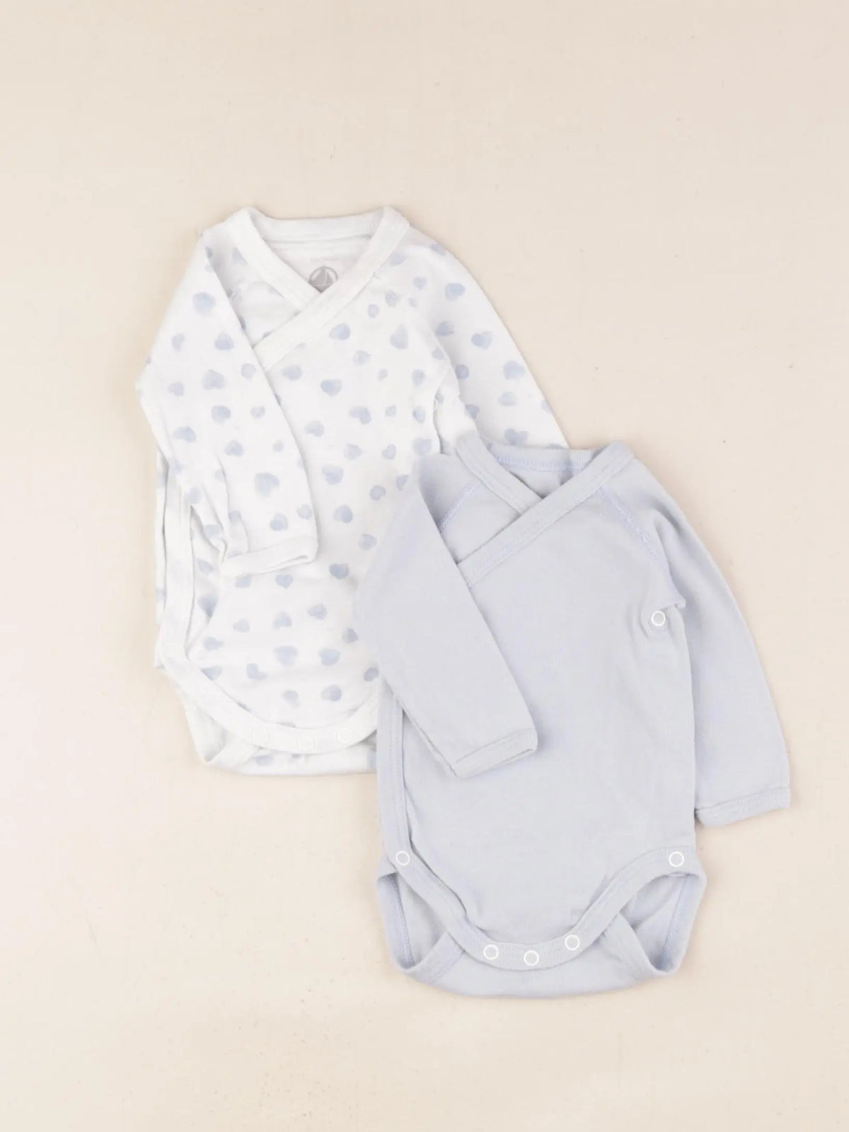 Petit Bateau - lot de 2 bodies en coton bleu - 1 mois