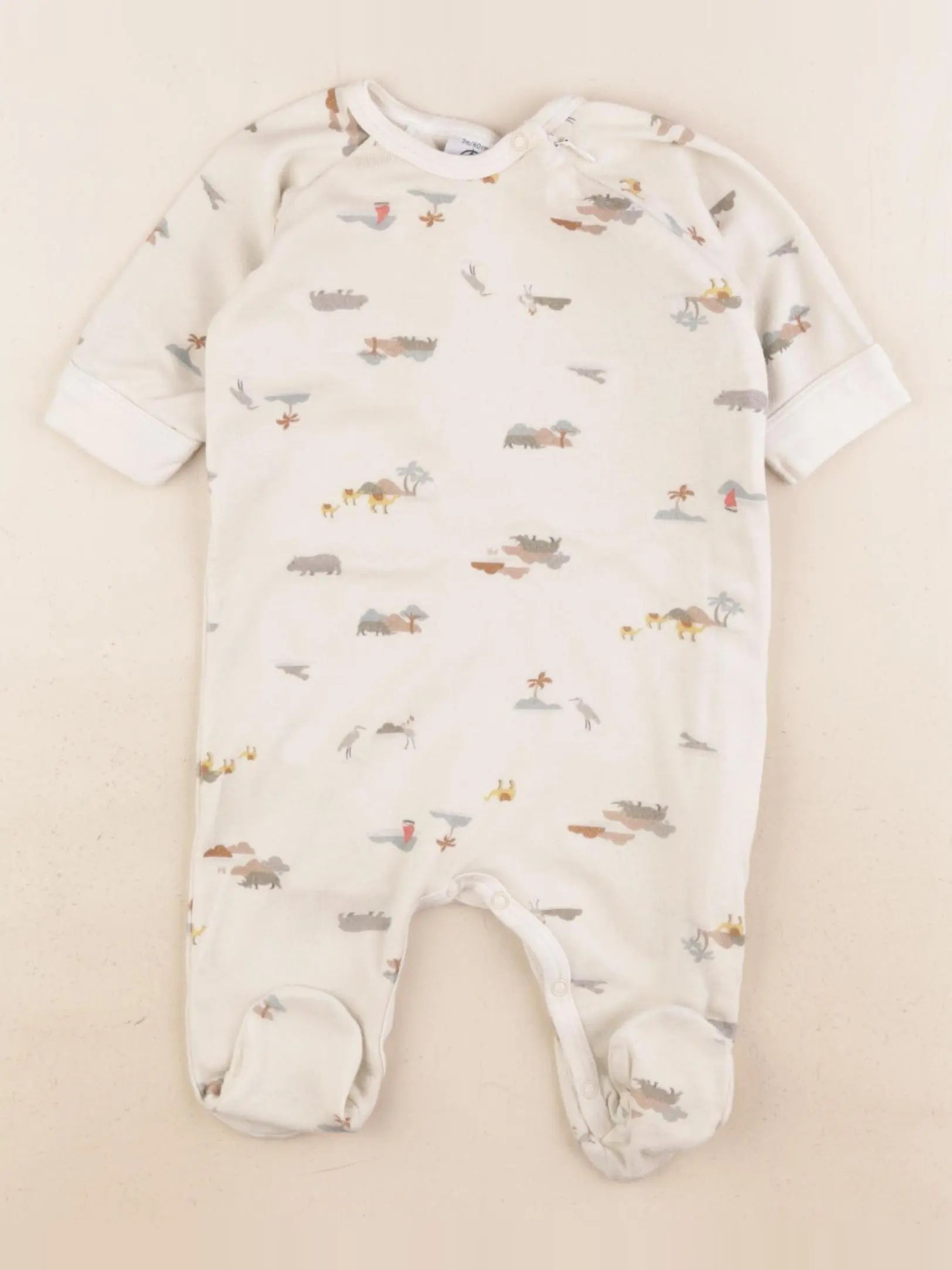 Petit Bateau - pyjama coton beige - 3 mois